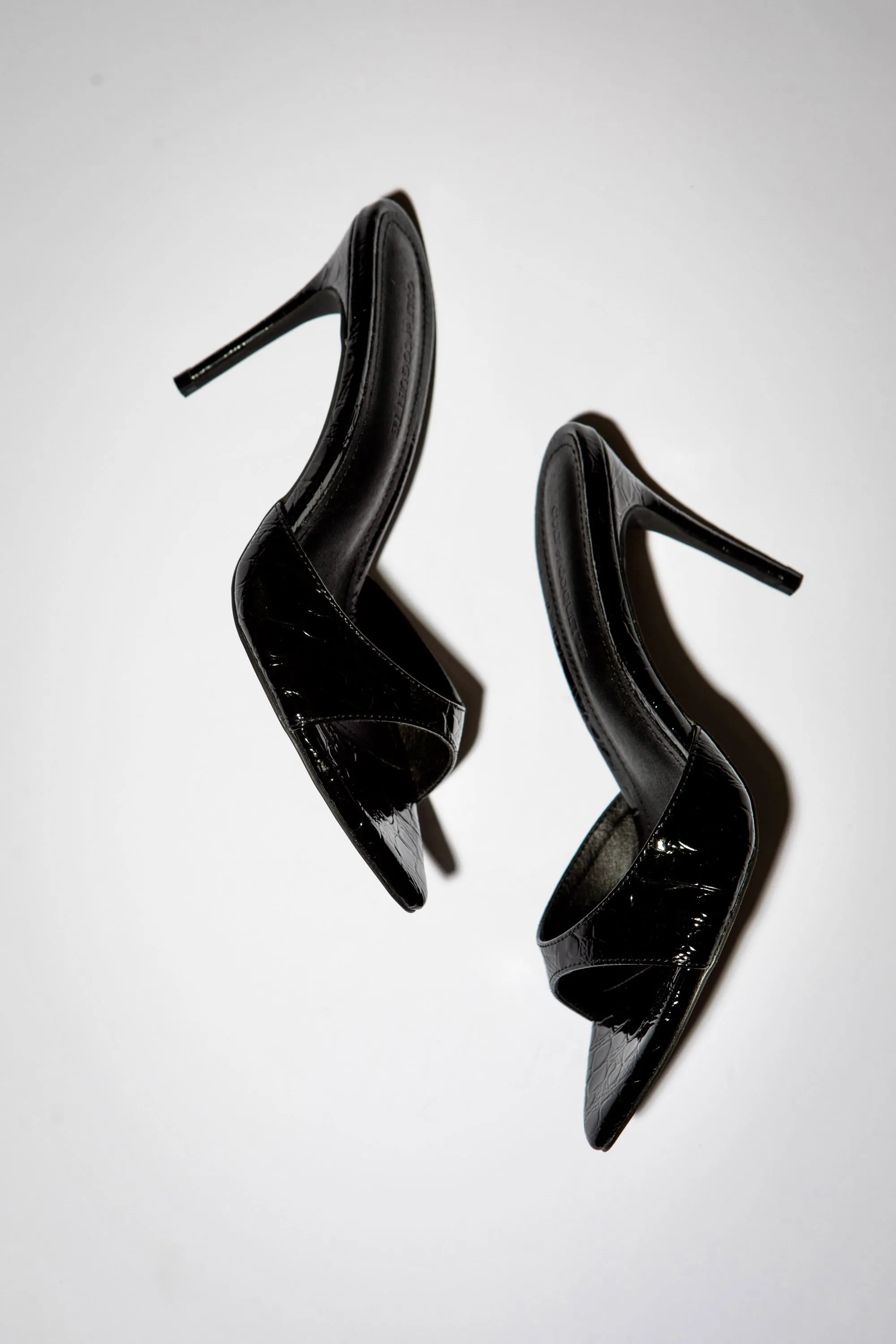 Gia Black Croc Patent Vegan Mules 80 mm sold by Cult of Coquette product image thumbnail 4