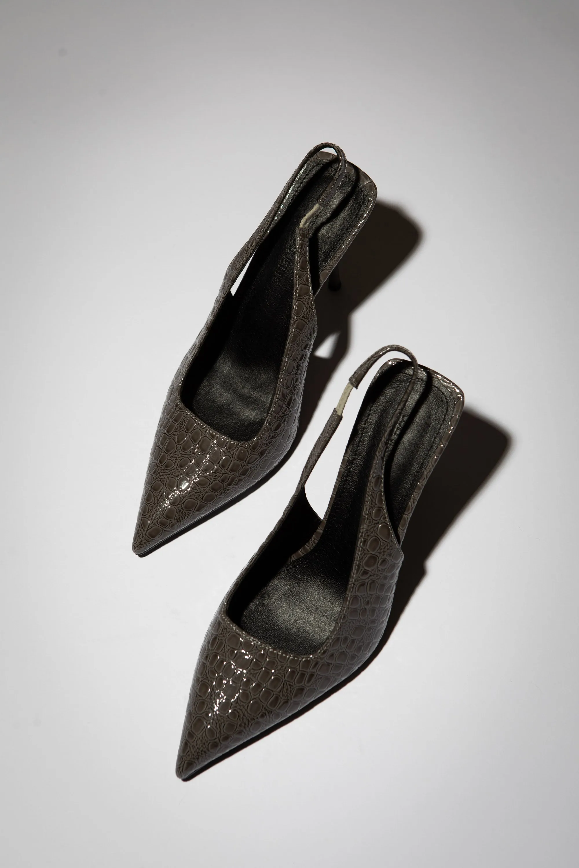 Elsa Slingback Pump Grey Croc Patent 100 mm sold by Cult of Coquette product image thumbnail 4