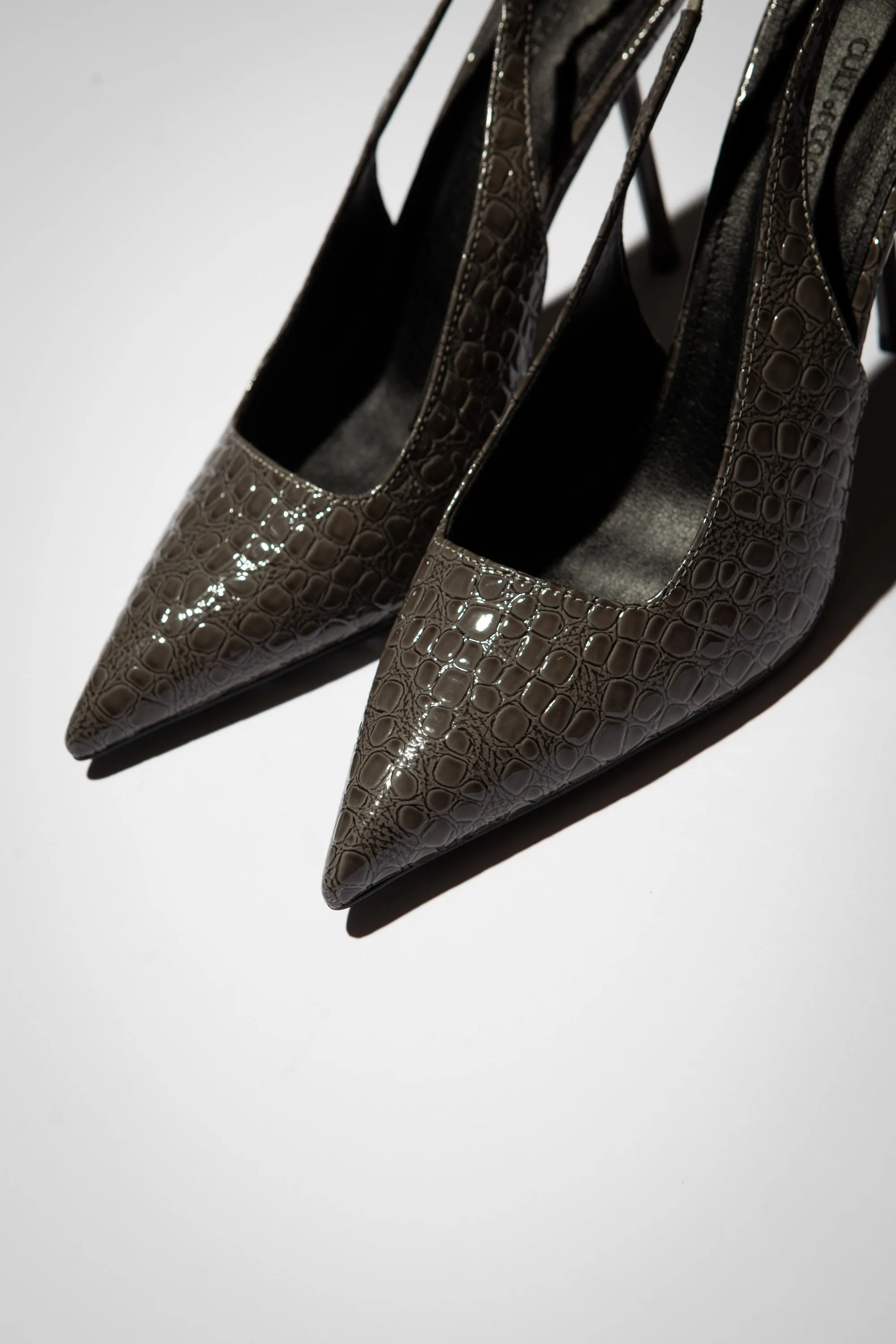 Elsa Slingback Pump Grey Croc Patent 100 mm sold by Cult of Coquette product image thumbnail 2
