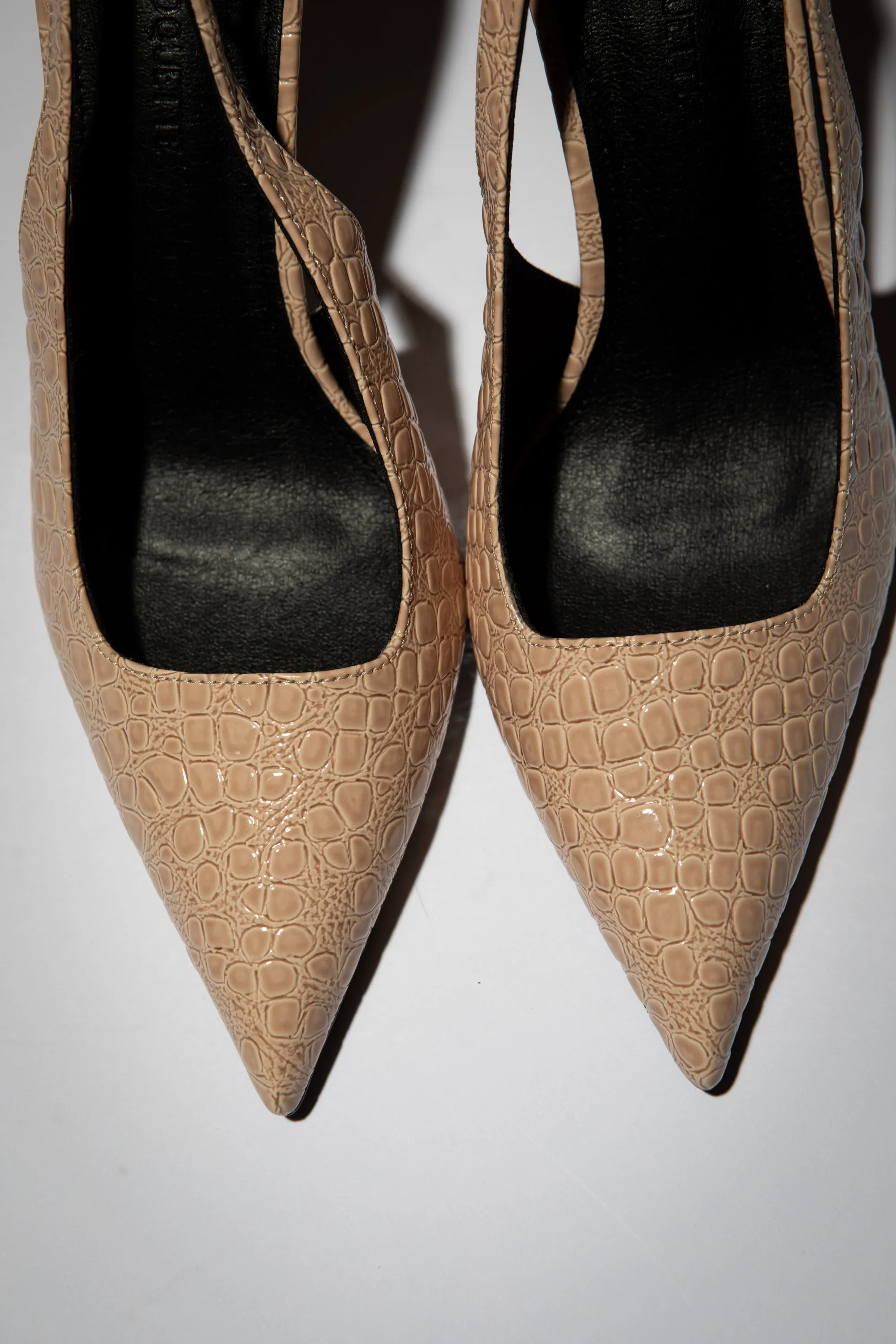 Elsa Slingback Pump Nude Croc Patent 100 mm sold by Cult of Coquette product image thumbnail 4