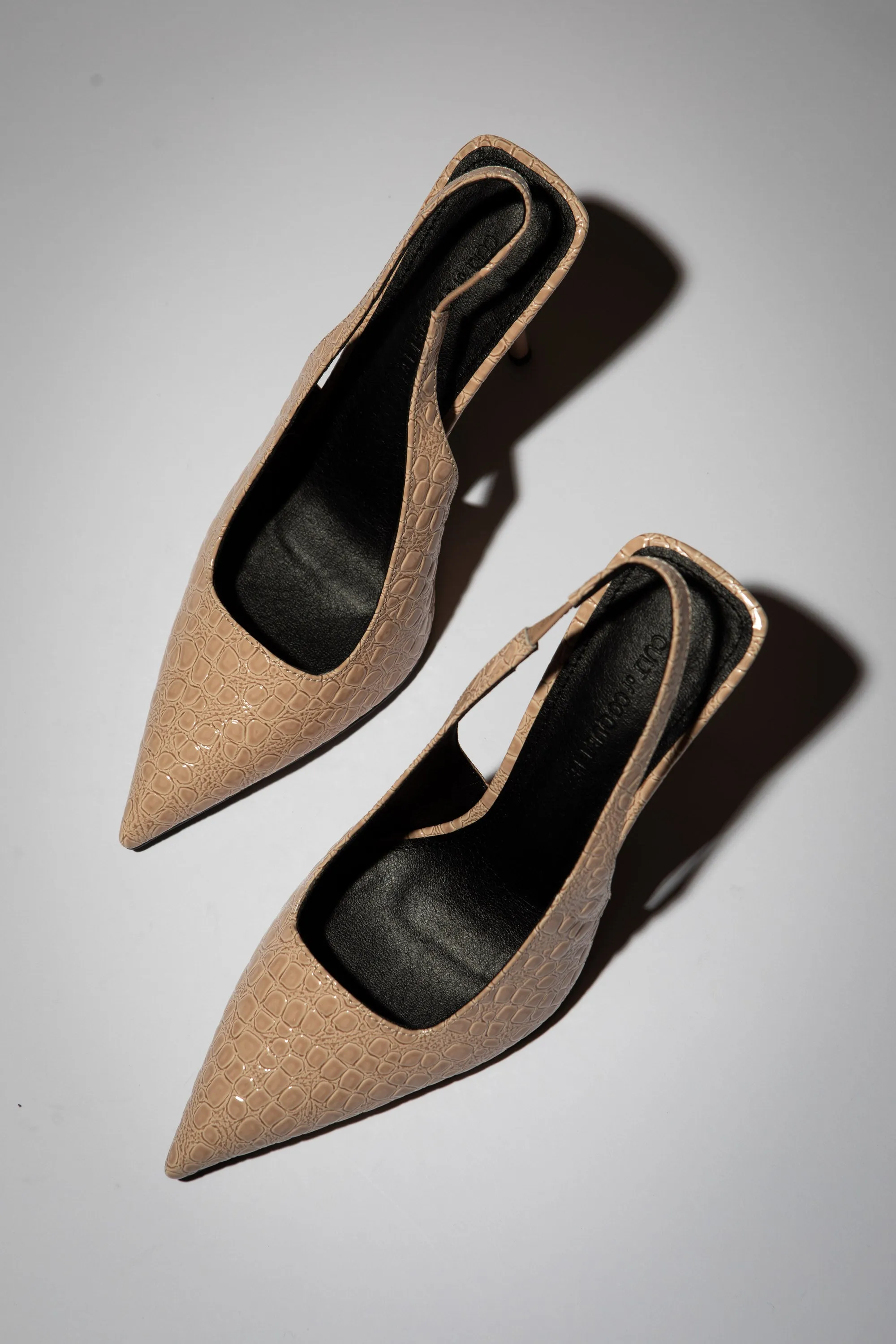 Elsa Slingback Pump Nude Croc Patent 100 mm sold by Cult of Coquette product image thumbnail 3