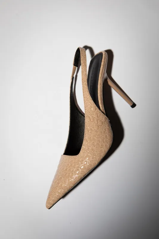 Elsa Slingback Pump Nude Croc Patent 100 mm made by Cult of Coquette