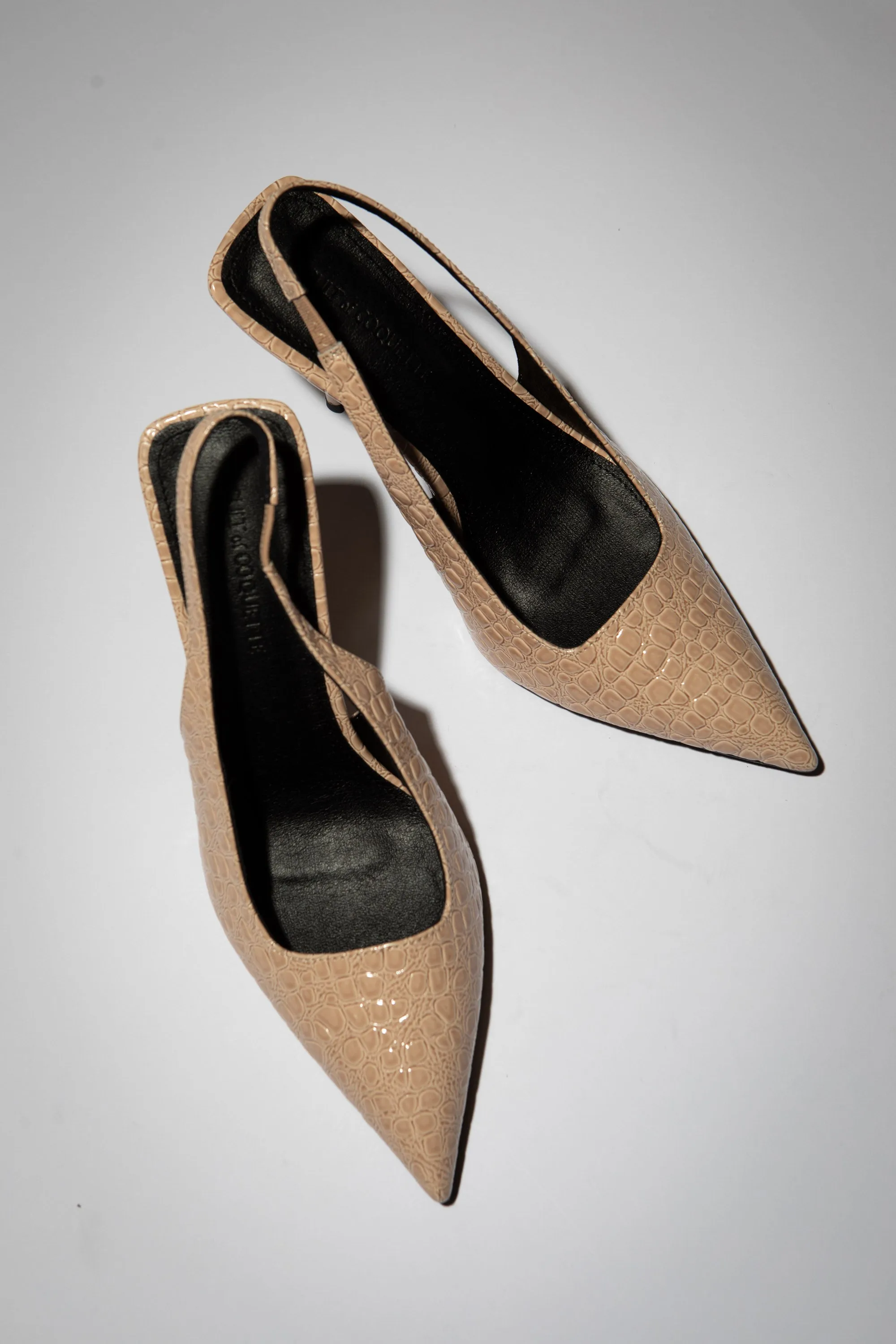 Elsa Slingback Pump Nude Croc Patent 100 mm sold by Cult of Coquette product image thumbnail 5