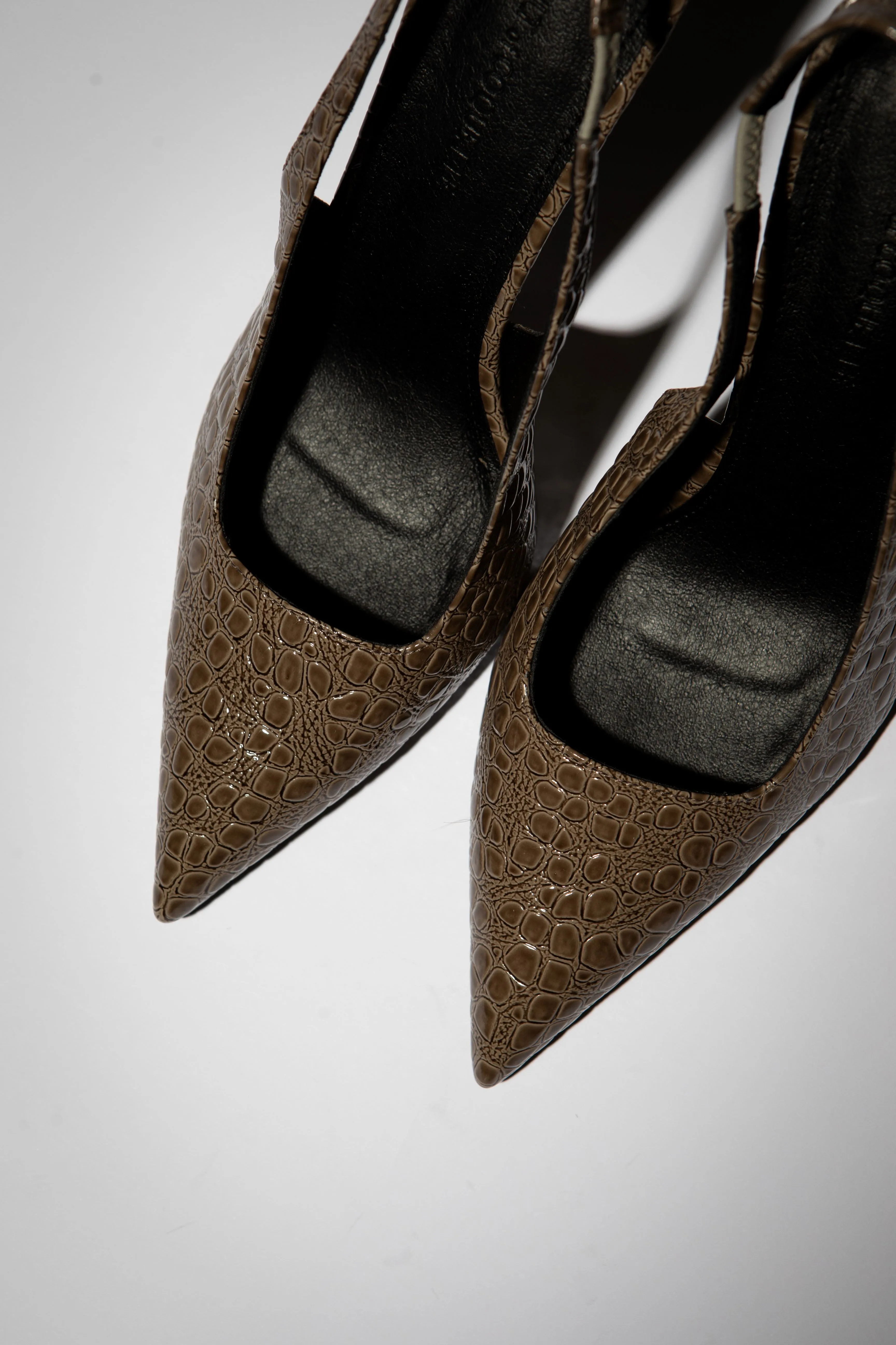 Elsa Slingback Pump Taupe Croc Patent 100 mm sold by Cult of Coquette product image thumbnail 2