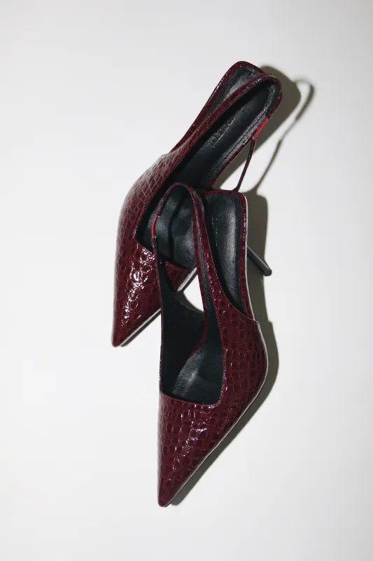 Elsa Slingback Pump Wine Croc Patent 100 mm made by Cult of Coquette