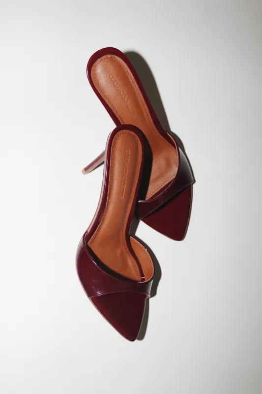 Gia Wine Patent Leather Vegan Mules 80 mm made by Cult of Coquette