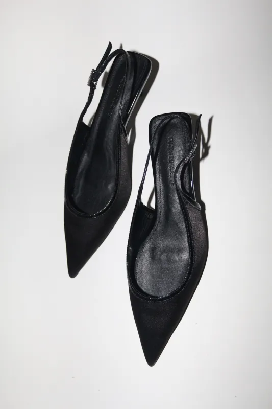 Jenna Black Satin Kitten Heel Slingback 40 mm made by Cult of Coquette