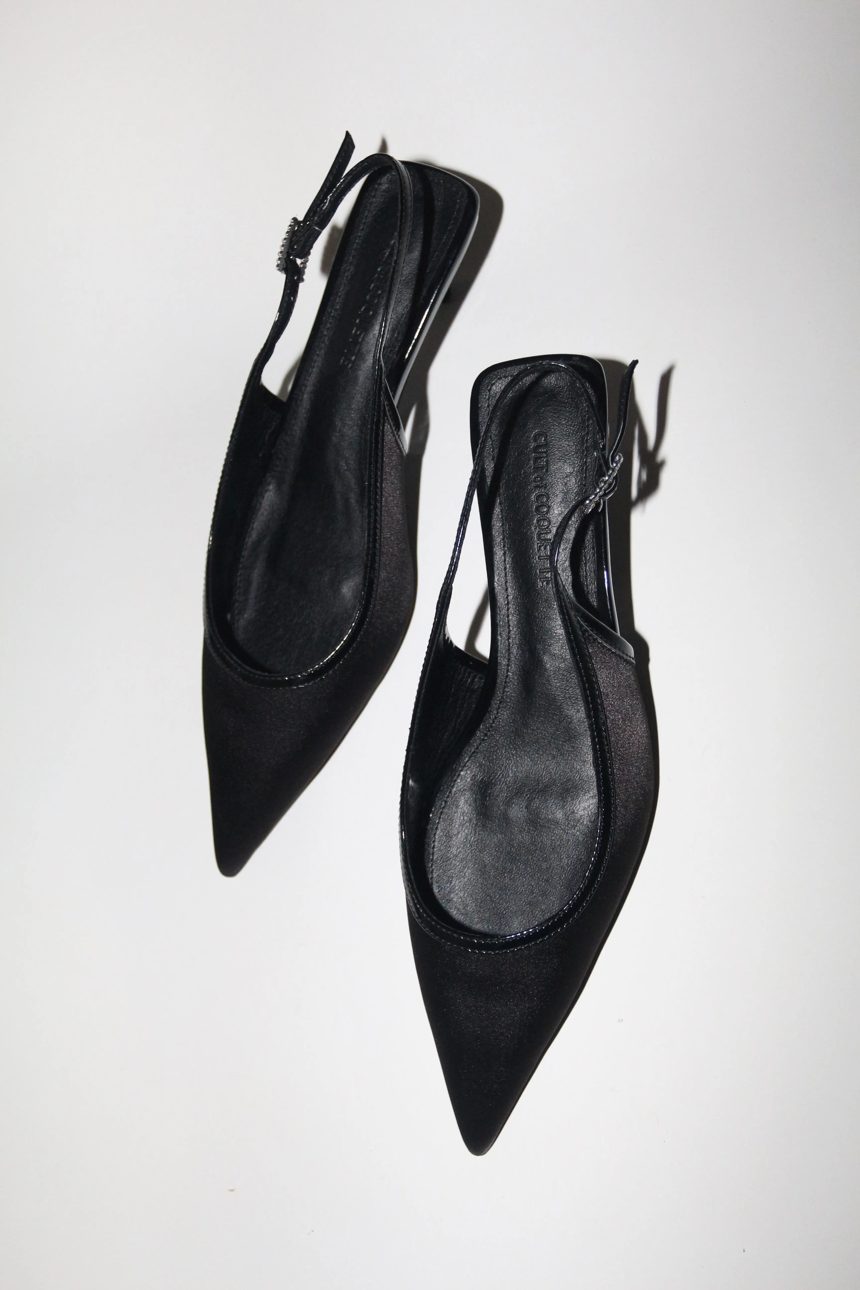 Jenna Black Satin Kitten Heel Slingback 40 mm sold by Cult of Coquette