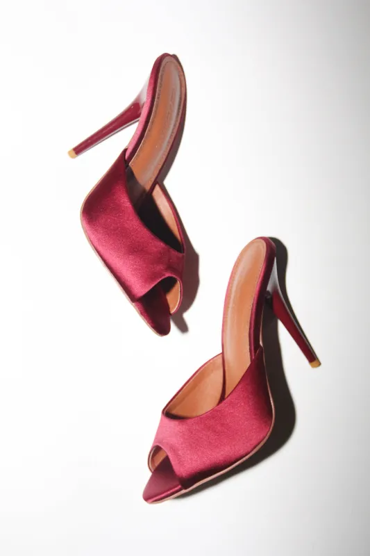 Ford Bordeaux Satin Open Toe Mules sold by Cult of Coquette