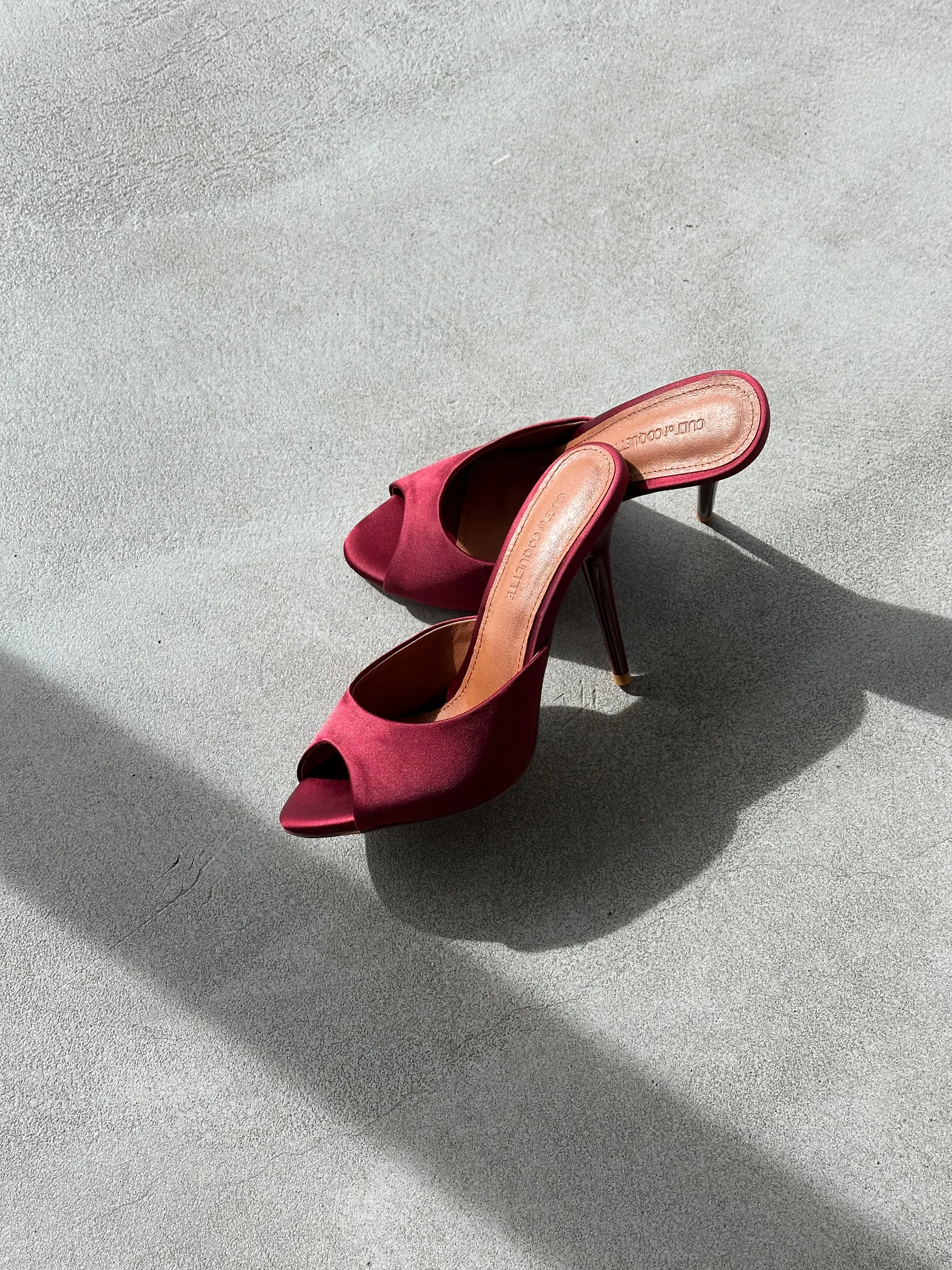 Ford Bordeaux Satin Open Toe Mules sold by Cult of Coquette product image thumbnail 3