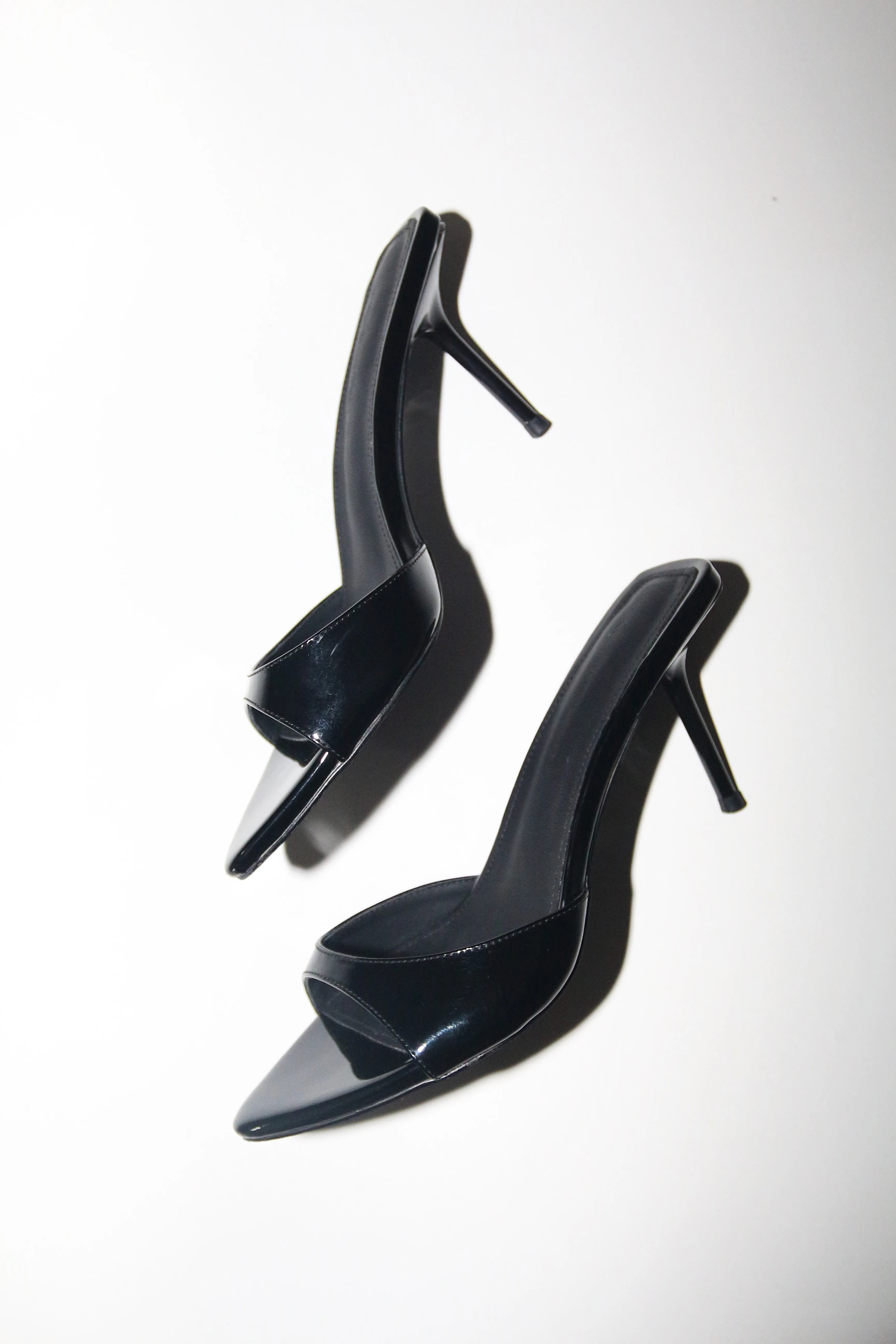 Zena Black Patent Vegan Mules 80 mm sold by Cult of Coquette