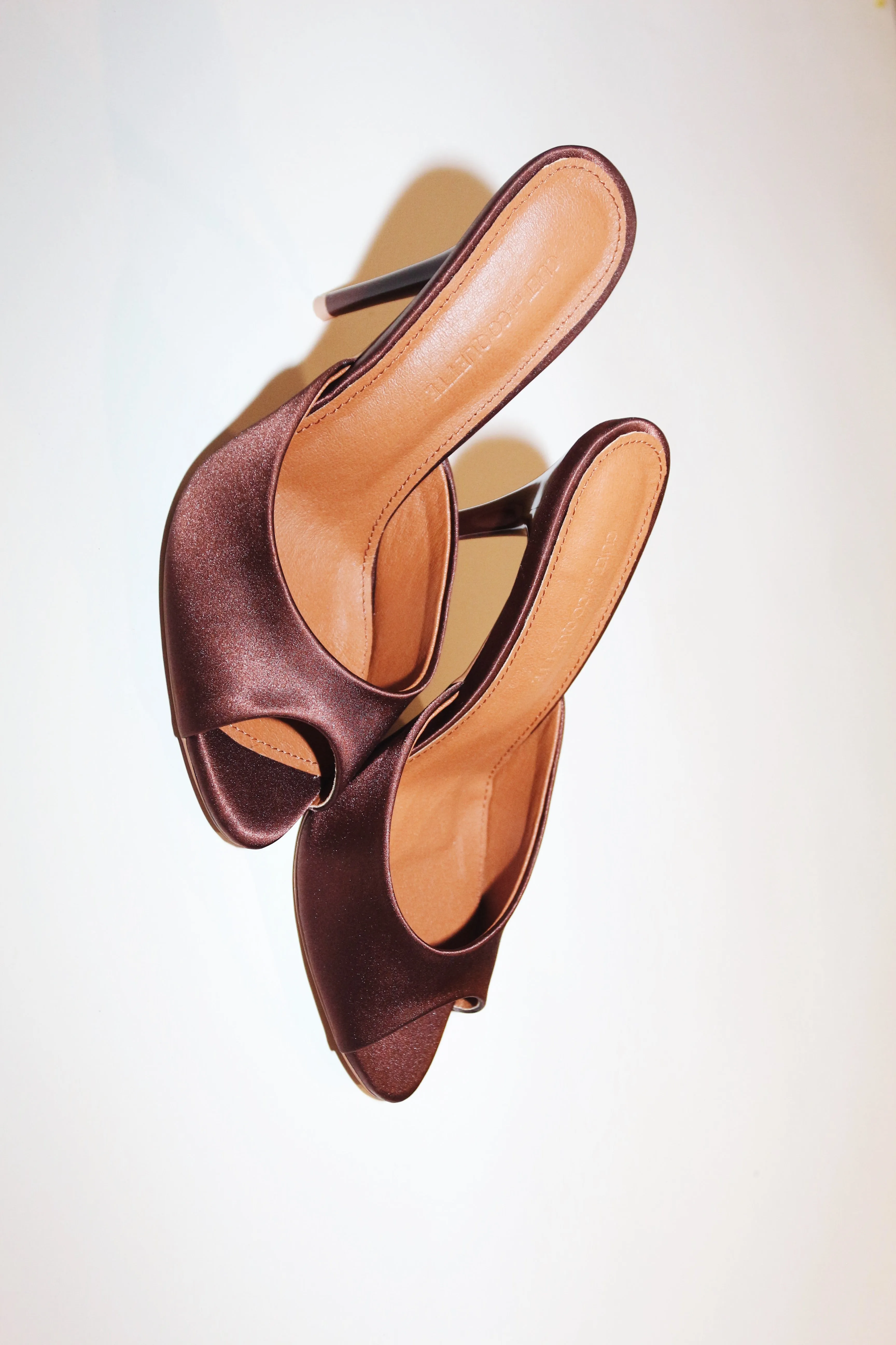 Ford Chocolate Brown Satin Open Toe Mules sold by Cult of Coquette product image thumbnail 3