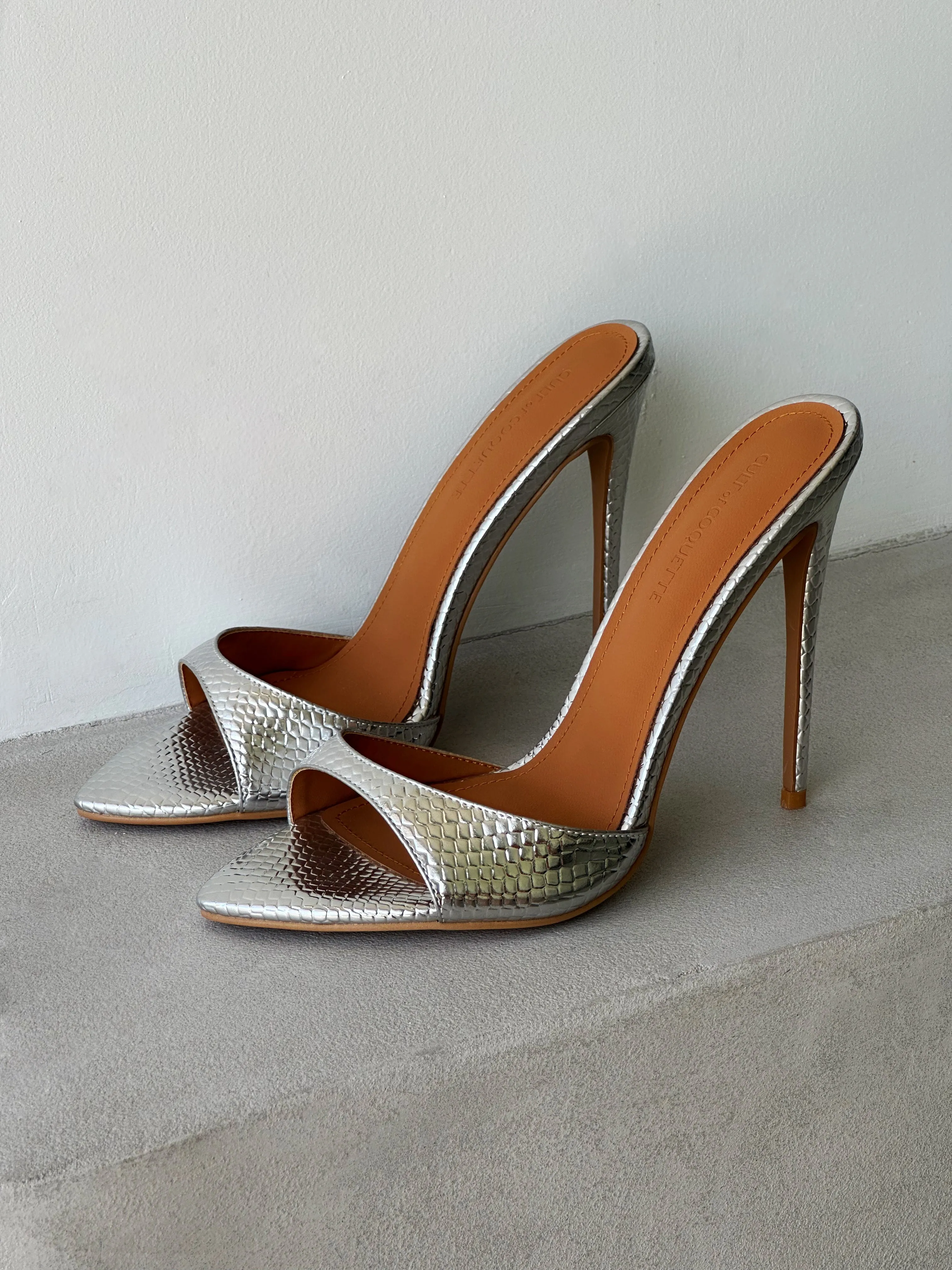 Gia Silver Reptile Vegan Mules 120 mm sold by Cult of Coquette product image thumbnail 2