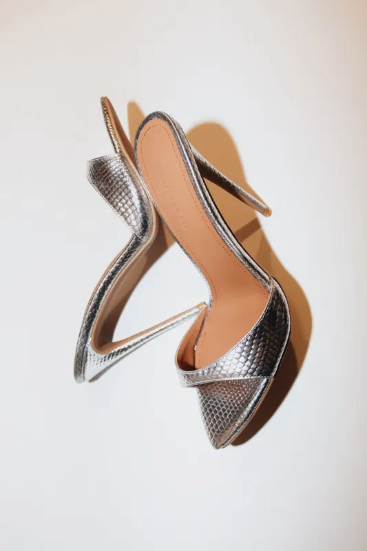 Gia Silver Reptile Vegan Mules 120 mm made by Cult of Coquette