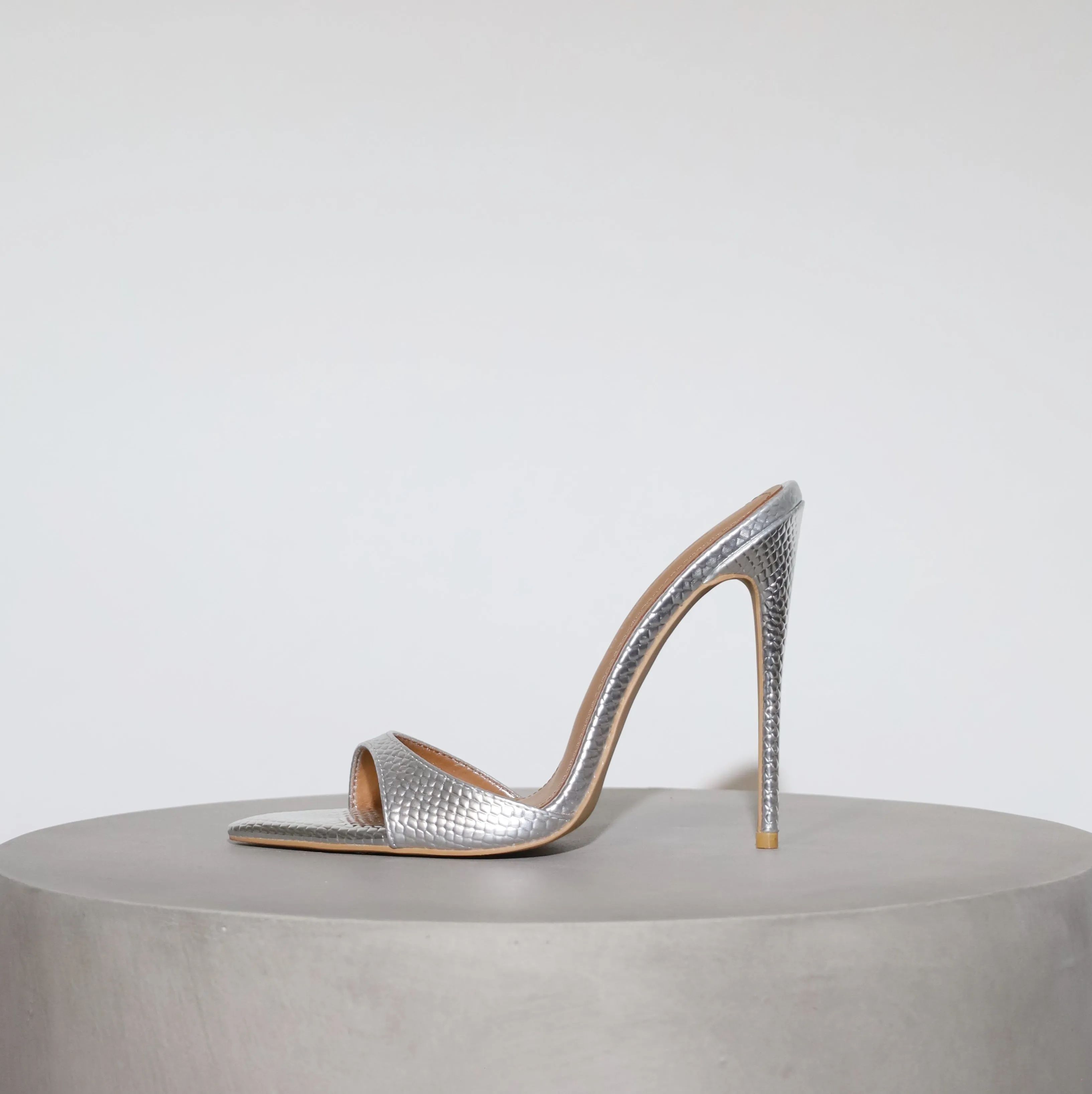 Gia Silver Reptile Vegan Mules 120 mm sold by Cult of Coquette product image thumbnail 3