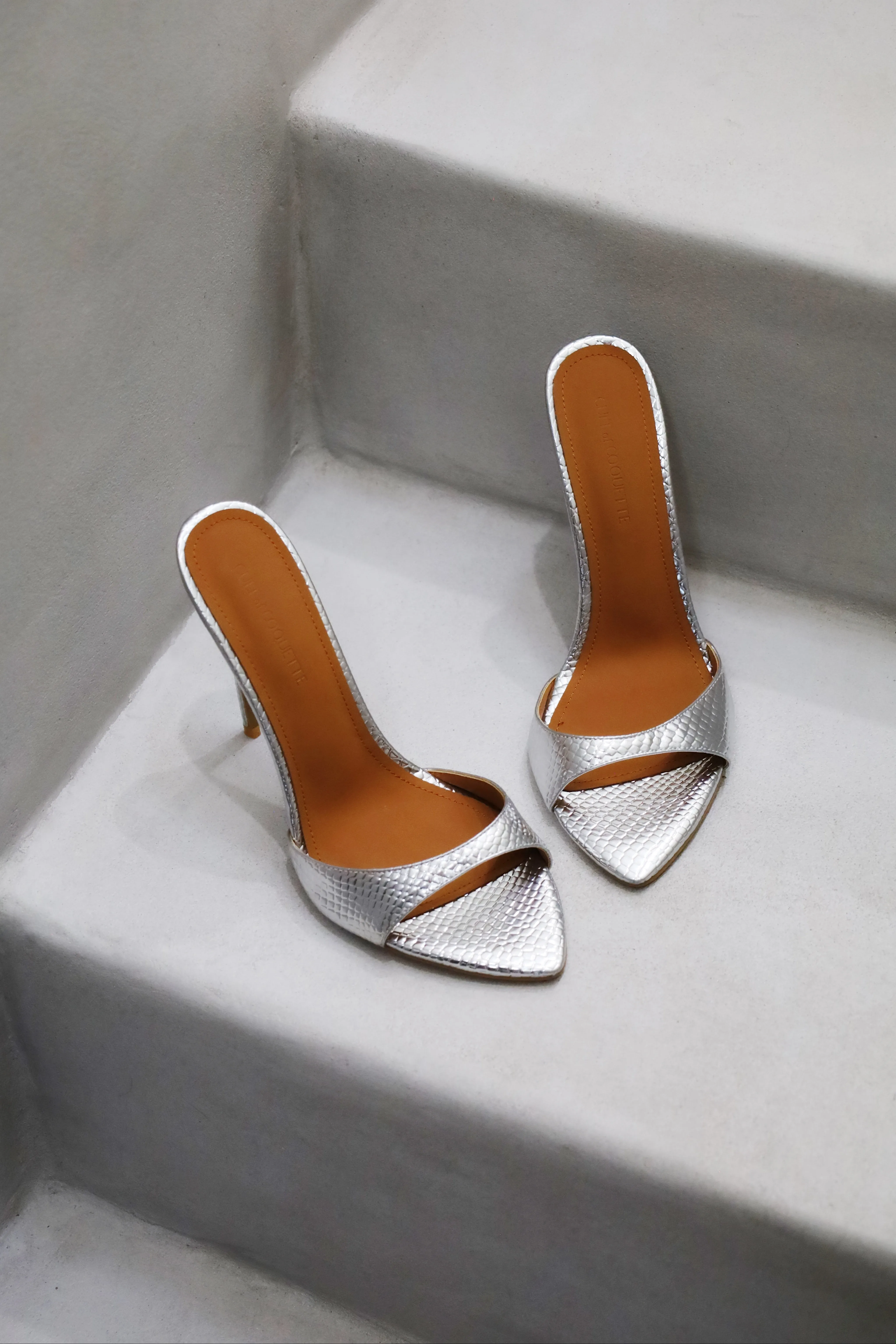 Gia Silver Reptile Vegan Mules 120 mm sold by Cult of Coquette product image thumbnail 4