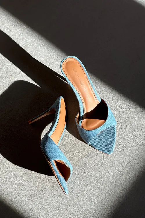 Gia Denim Vegan Mules 80 mm sold by Cult of Coquette product image thumbnail 4