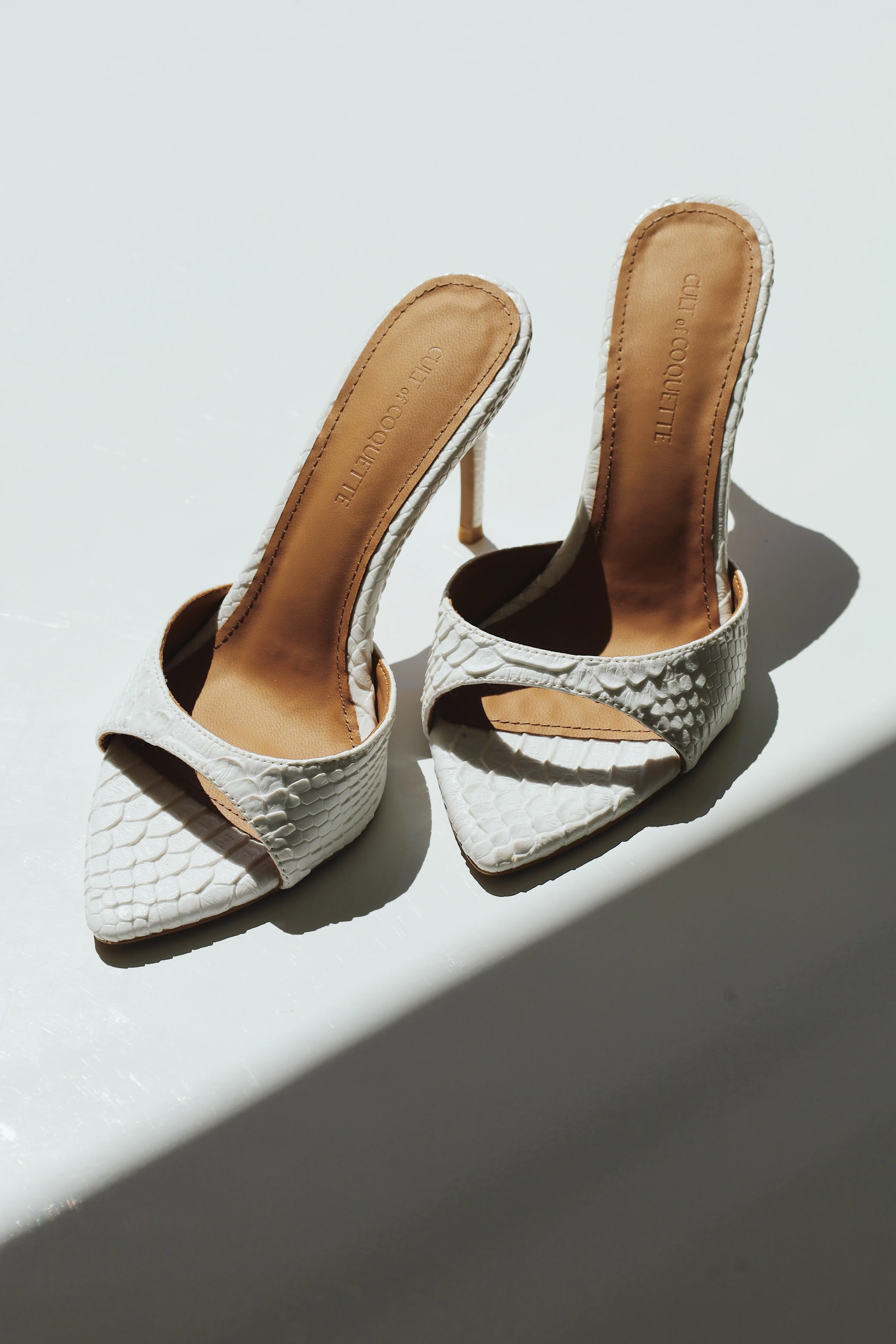 Gia White Reptile Vegan Mules 80 mm sold by Cult of Coquette product image thumbnail 2