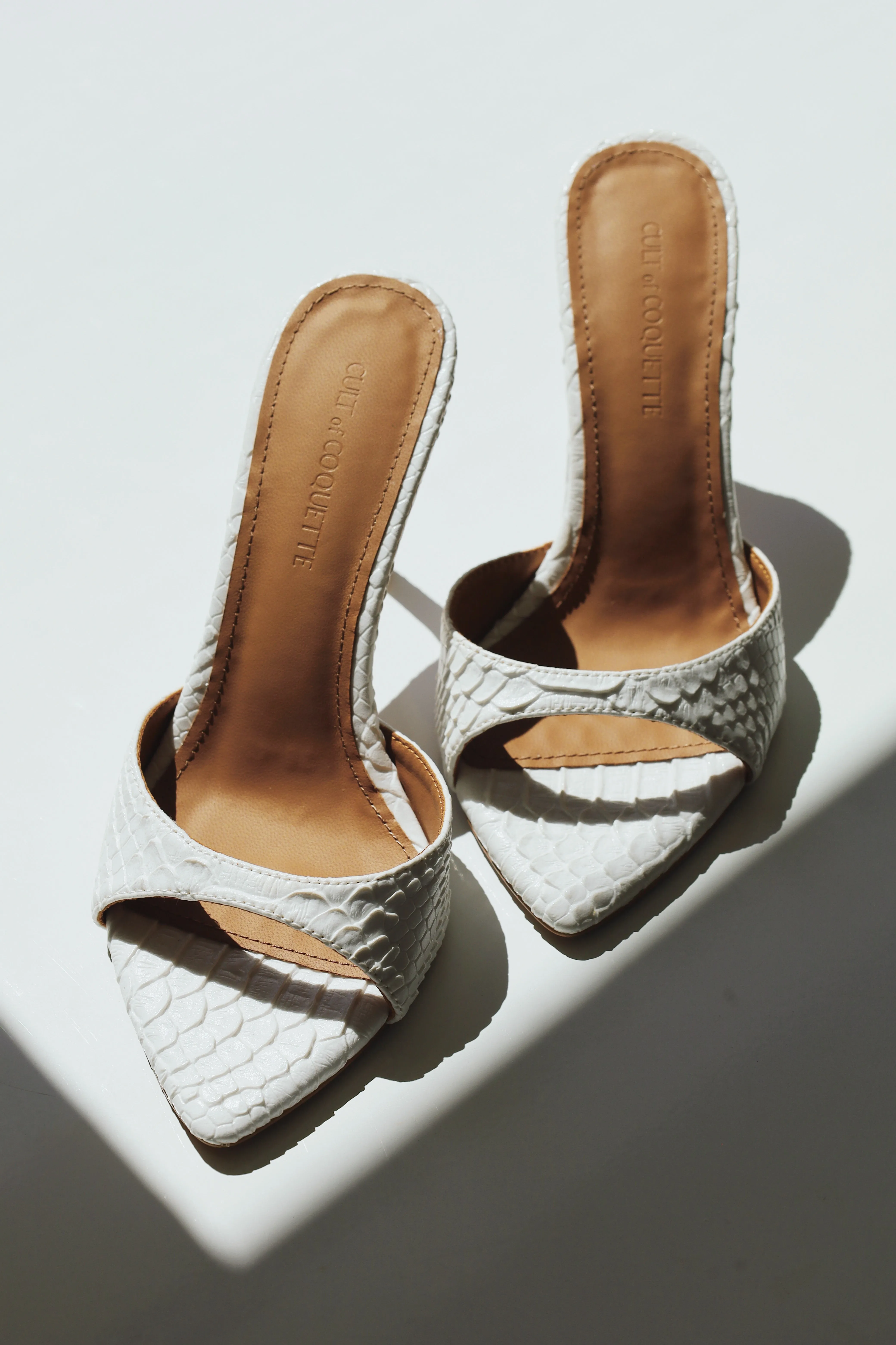 Gia White Reptile Vegan Mules 80 mm sold by Cult of Coquette product image thumbnail 5