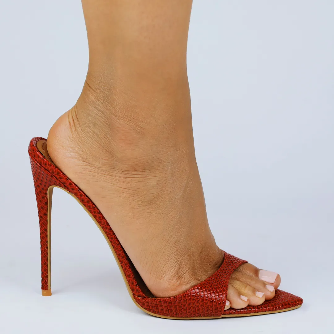 Gia Red Reptile Vegan Mules 120 mm sold by Cult of Coquette product image thumbnail 5