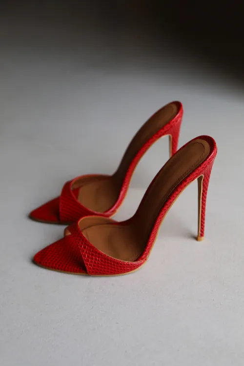 Gia Red Reptile Vegan Mules 120 mm sold by Cult of Coquette product image thumbnail 3