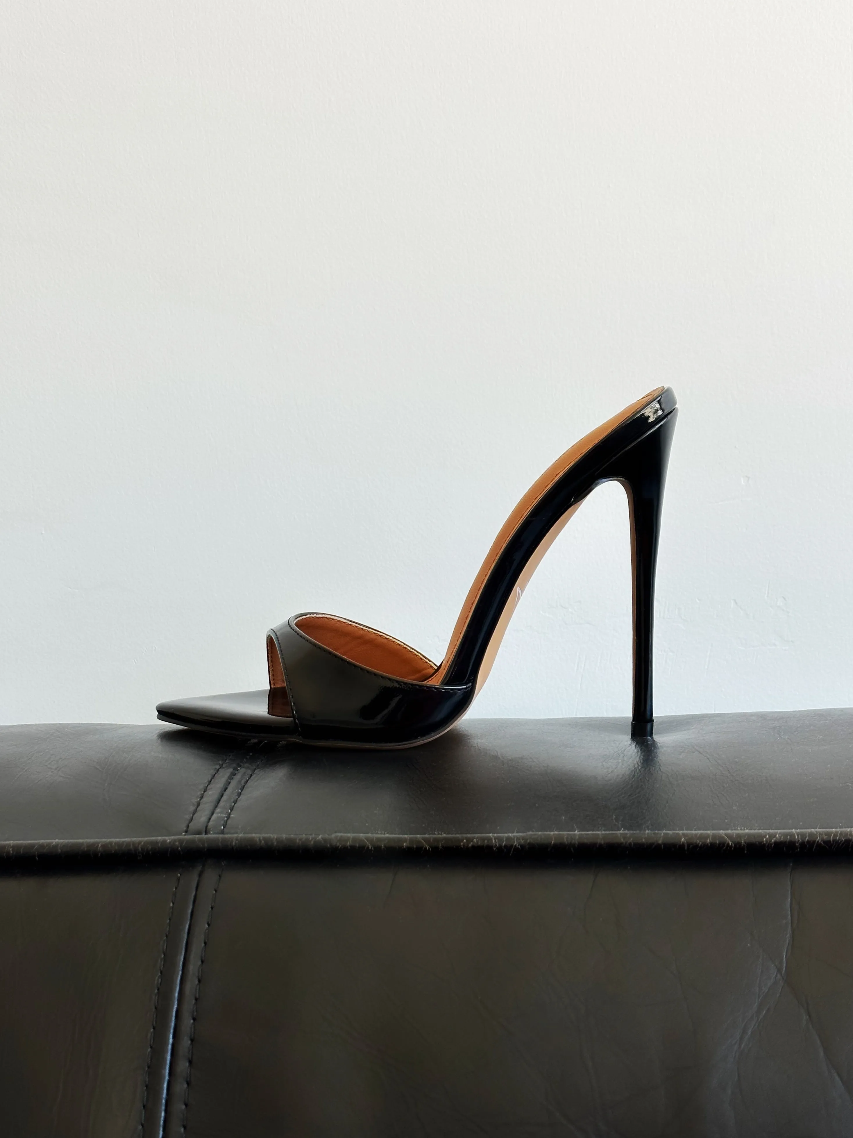 Gia Black Patent Leather Vegan Mules 120 mm sold by Cult of Coquette product image thumbnail 2