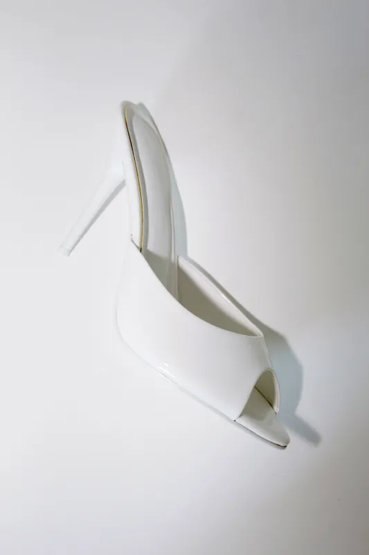Ford White Patent Vegan Leather Open Toe Mules sold by Cult of Coquette