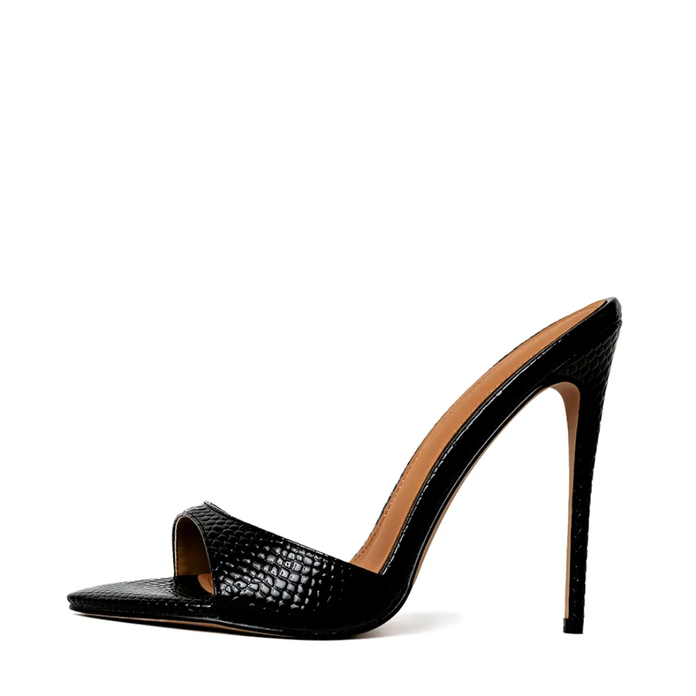 Gia Black Reptile Vegan Mules 120 mm sold by Cult of Coquette product image thumbnail 5