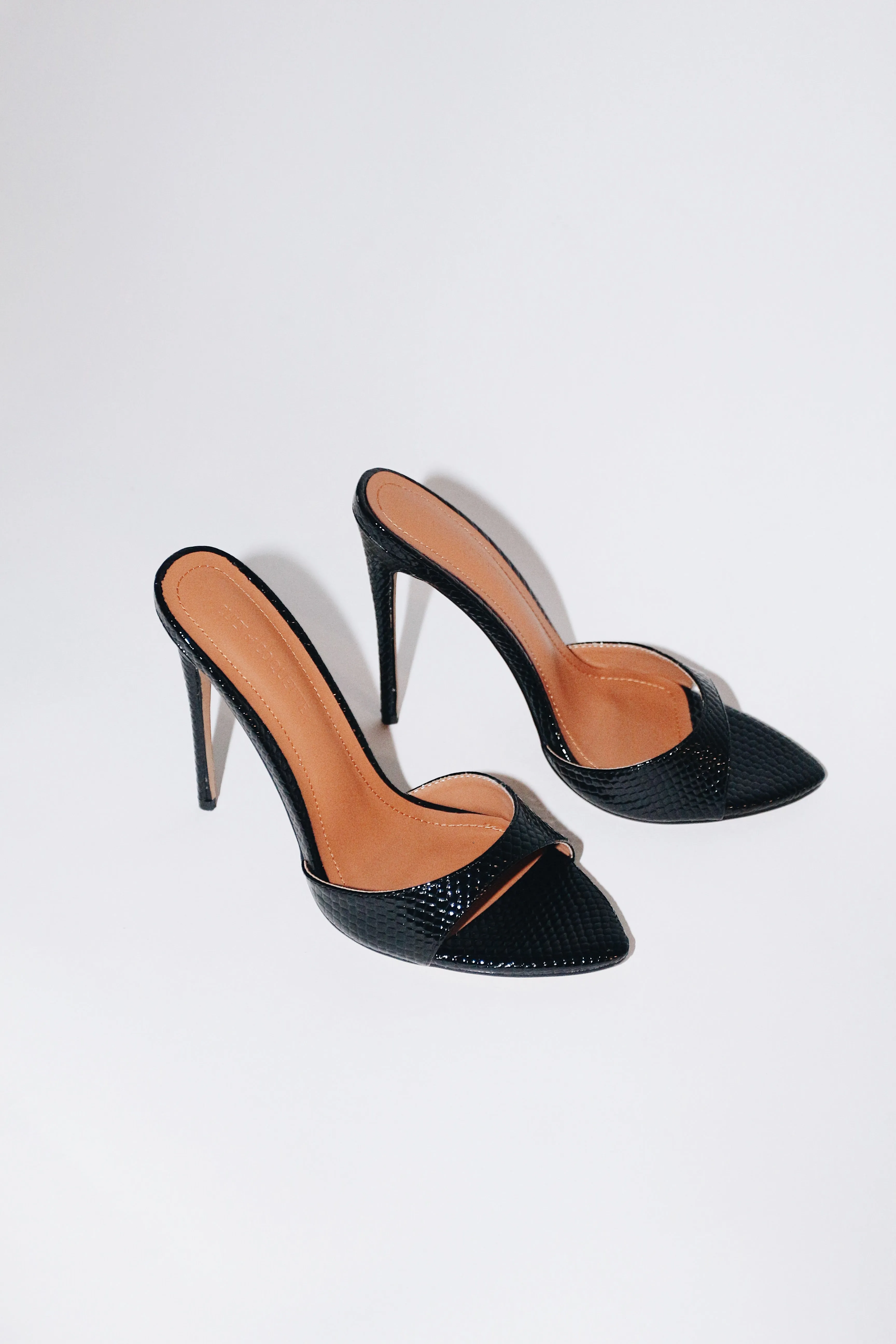 Gia Black Reptile Vegan Mules 120 mm sold by Cult of Coquette product image thumbnail 2