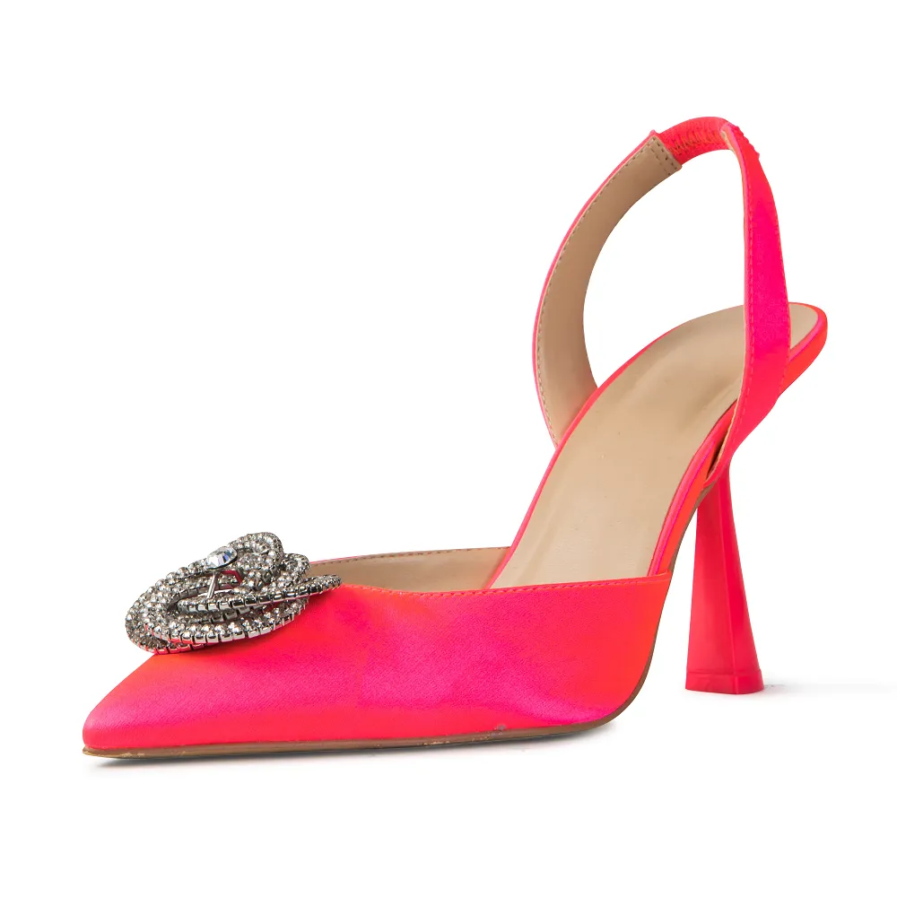 Eartha Hot Pink Satin Sling Backs sold by Cult of Coquette product image thumbnail 2