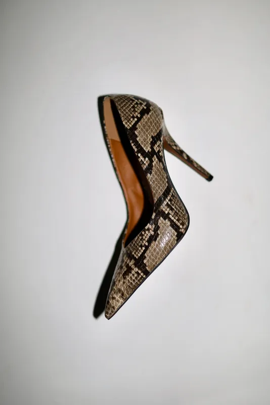 Chloe Beige Snake Pumps 110 mm made by Cult of Coquette