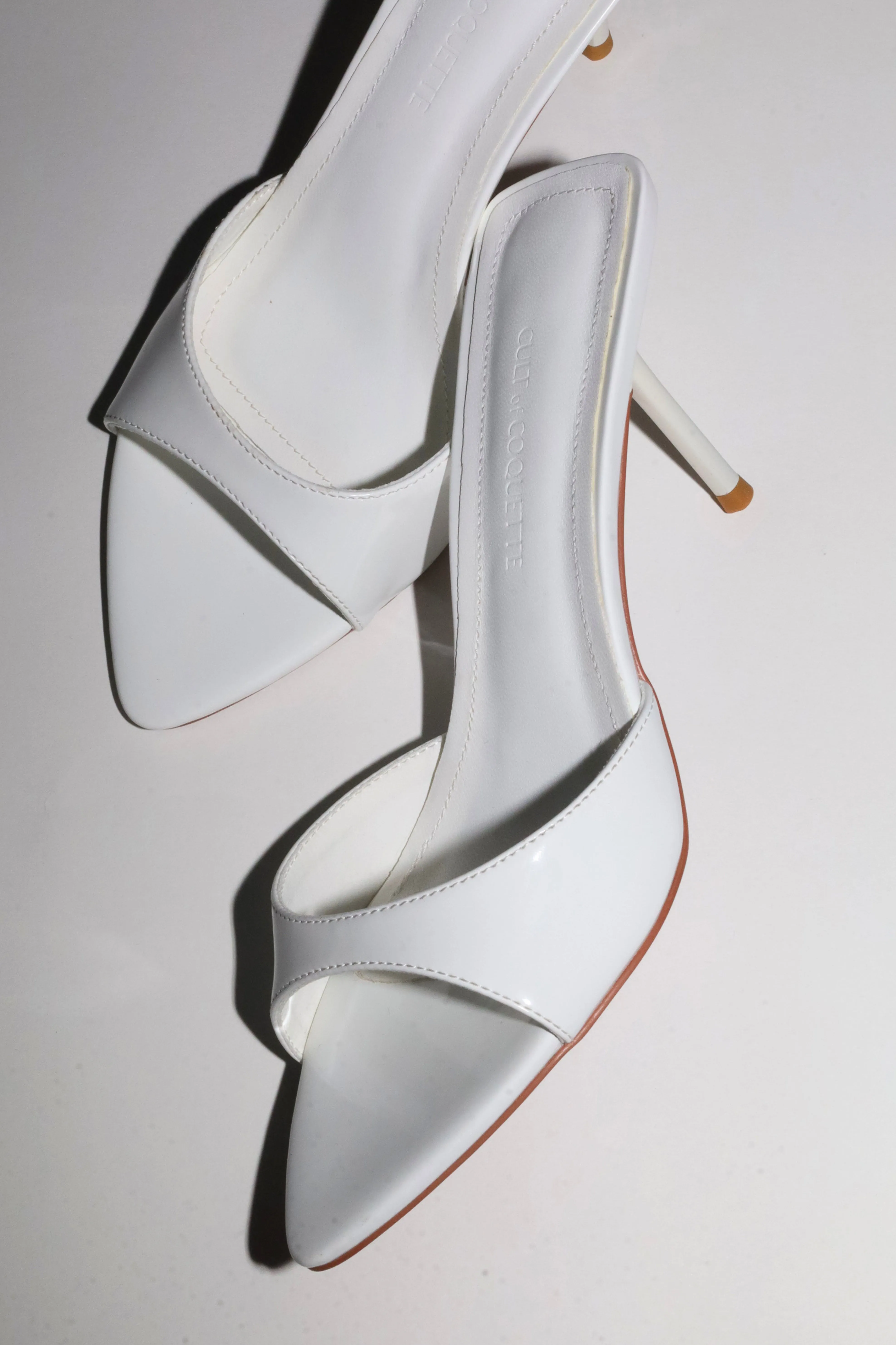 Zena White Patent Vegan Mules 80 mm sold by Cult of Coquette product image thumbnail 3
