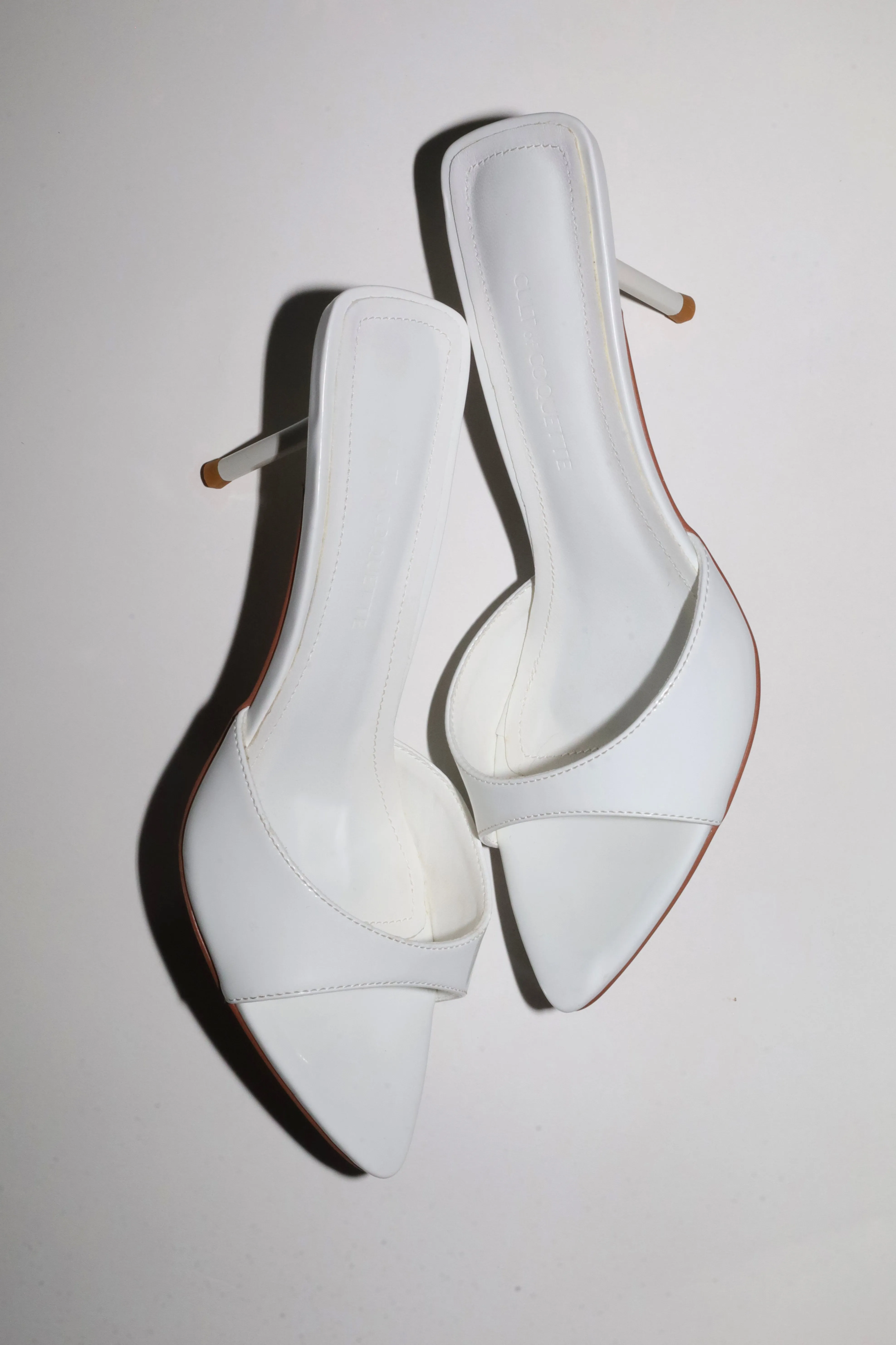 Zena White Patent Vegan Mules 80 mm sold by Cult of Coquette product image thumbnail 4