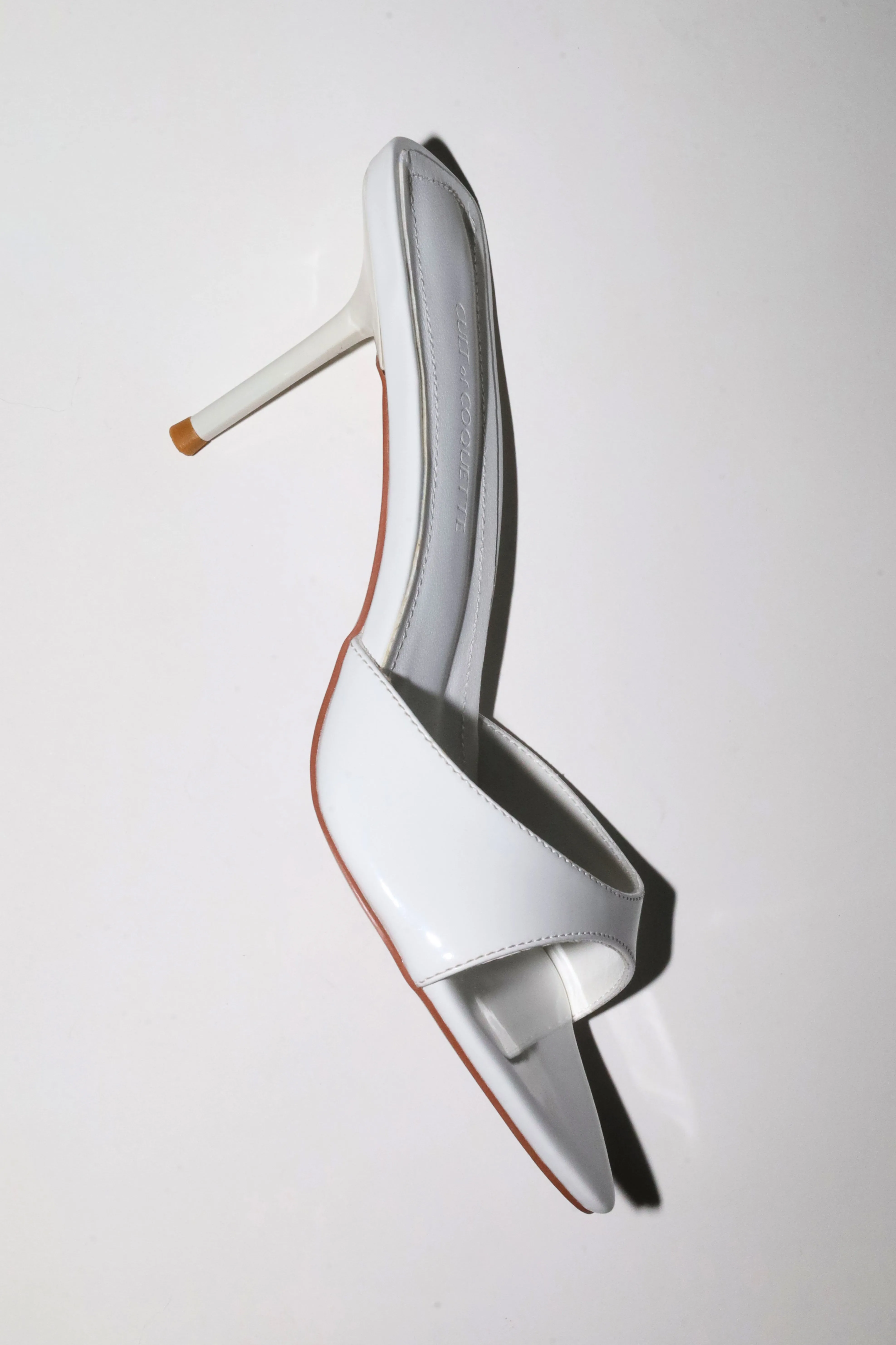Zena White Patent Vegan Mules 80 mm sold by Cult of Coquette product image thumbnail 5