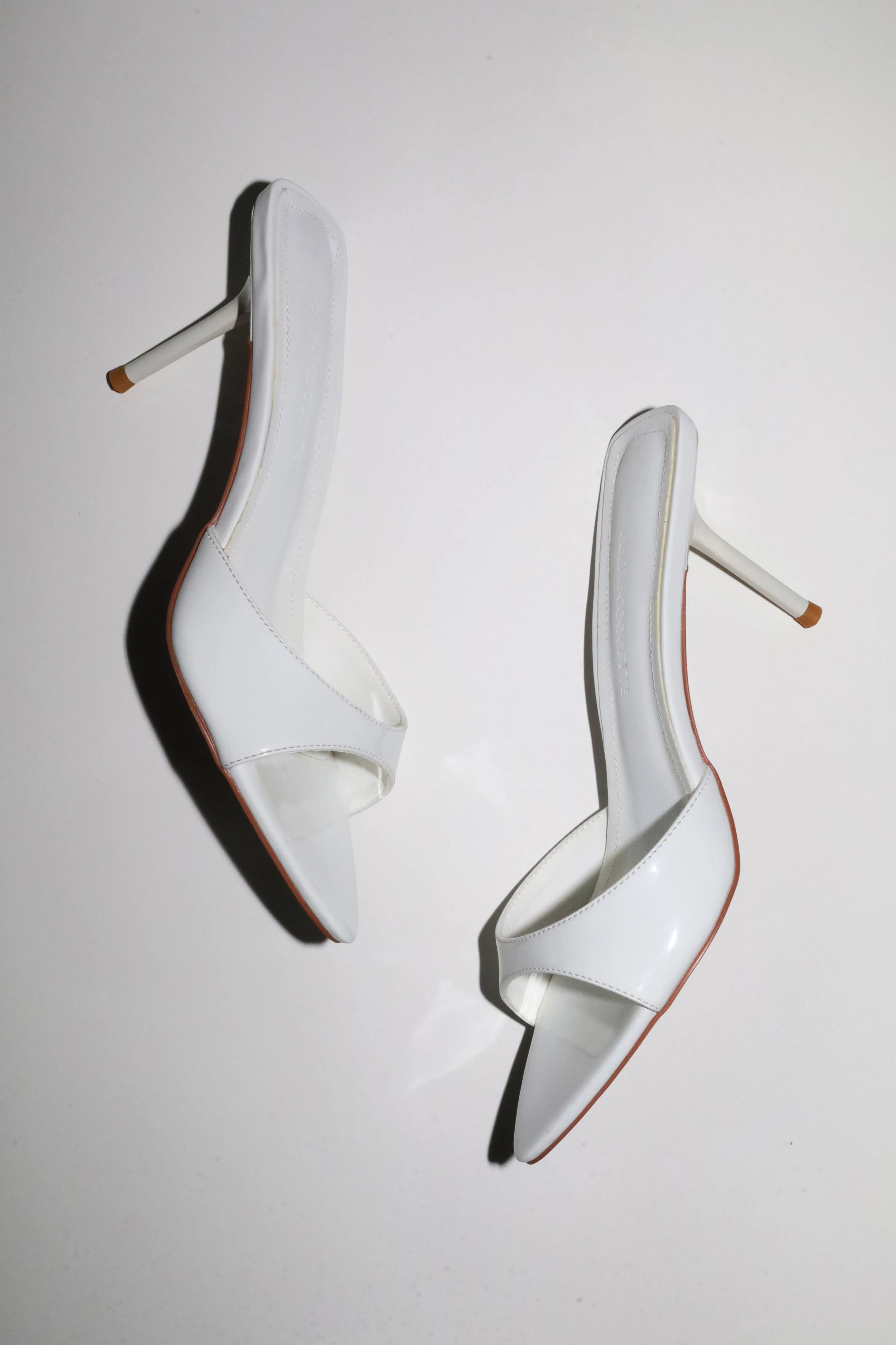 Zena White Patent Vegan Mules 80 mm sold by Cult of Coquette product image thumbnail 2