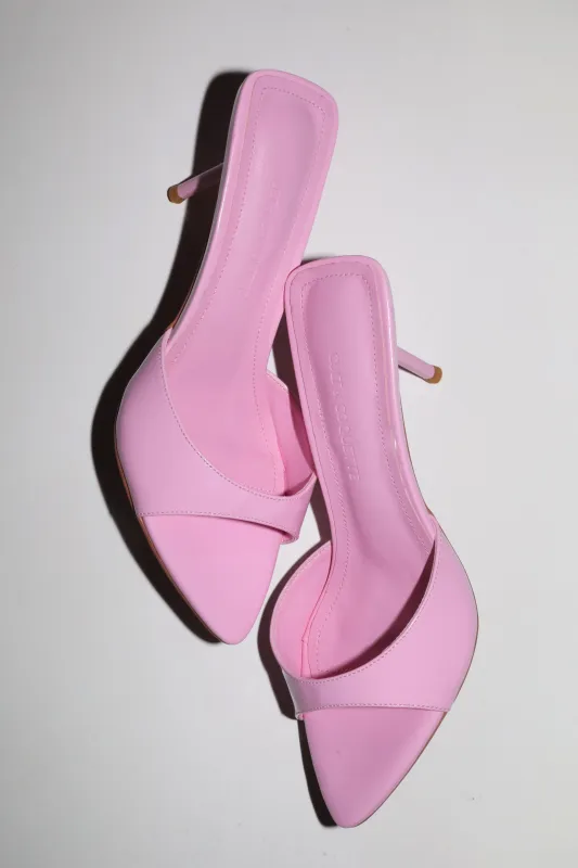 Zena Pink Patent Vegan Mules 80 mm made by Cult of Coquette