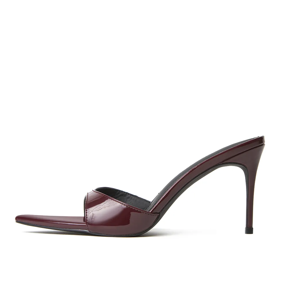 Gia Wine Patent Leather Vegan Mules 80 mm (Elongated Toe) sold by Cult of Coquette product image thumbnail 5