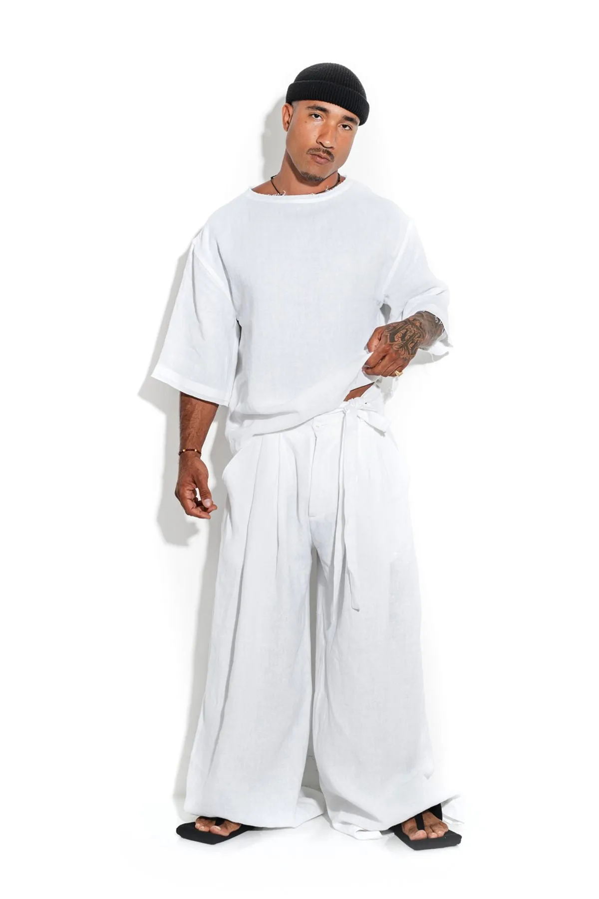 Super relaxed linen T-shirt sold by MDNT:45 product image thumbnail 3