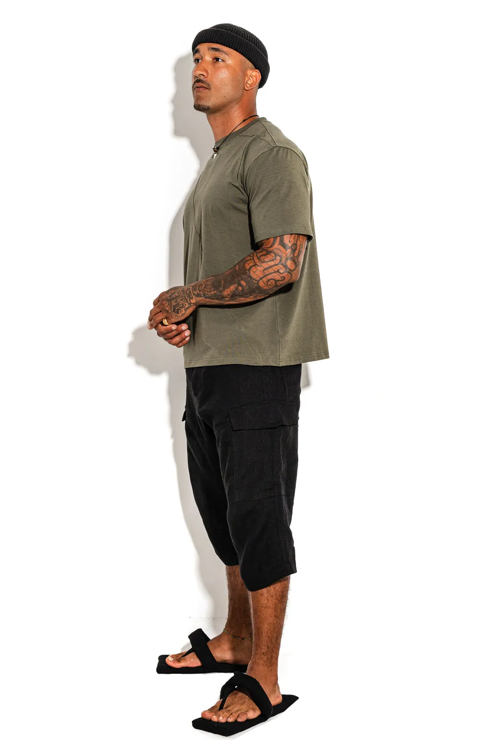 Khaki Front line cotton T-shirt sold by MDNT:45 product image thumbnail 4