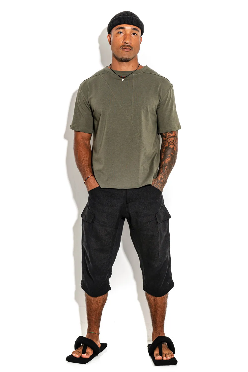 Khaki Front line cotton T-shirt sold by MDNT:45 product image thumbnail 3