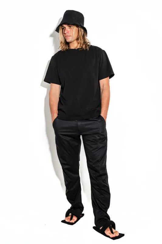 Black T-shirt with a geometric seam sold by MDNT:45