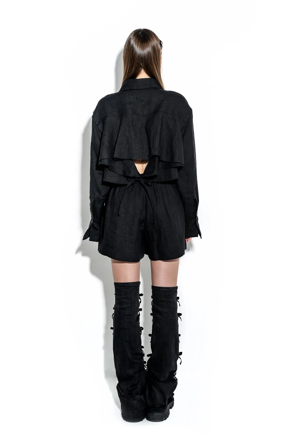 Linen cropped shirt sold by MDNT:45 product image thumbnail 5