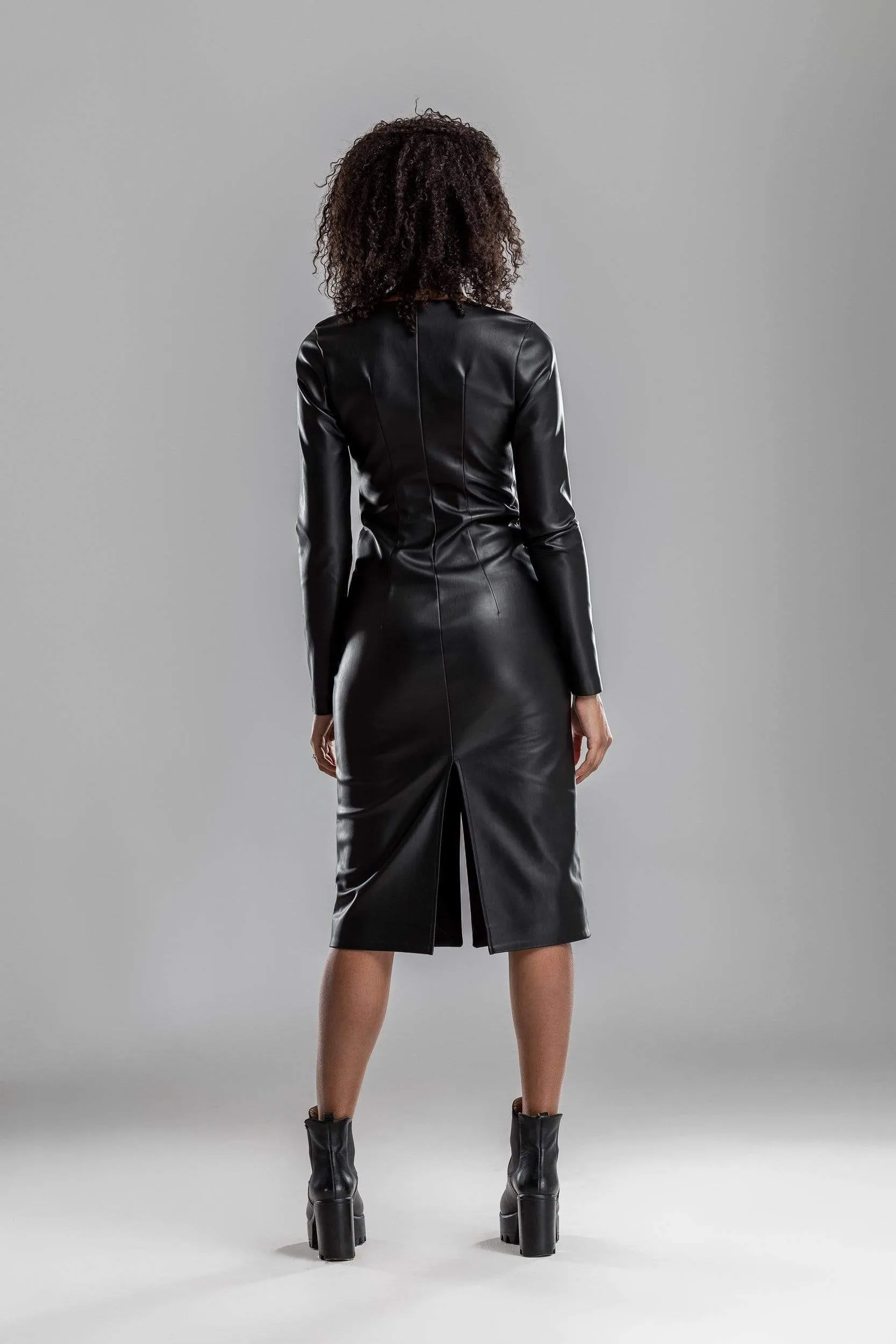 Black leather midi dress sold by MDNT:45 product image thumbnail 4