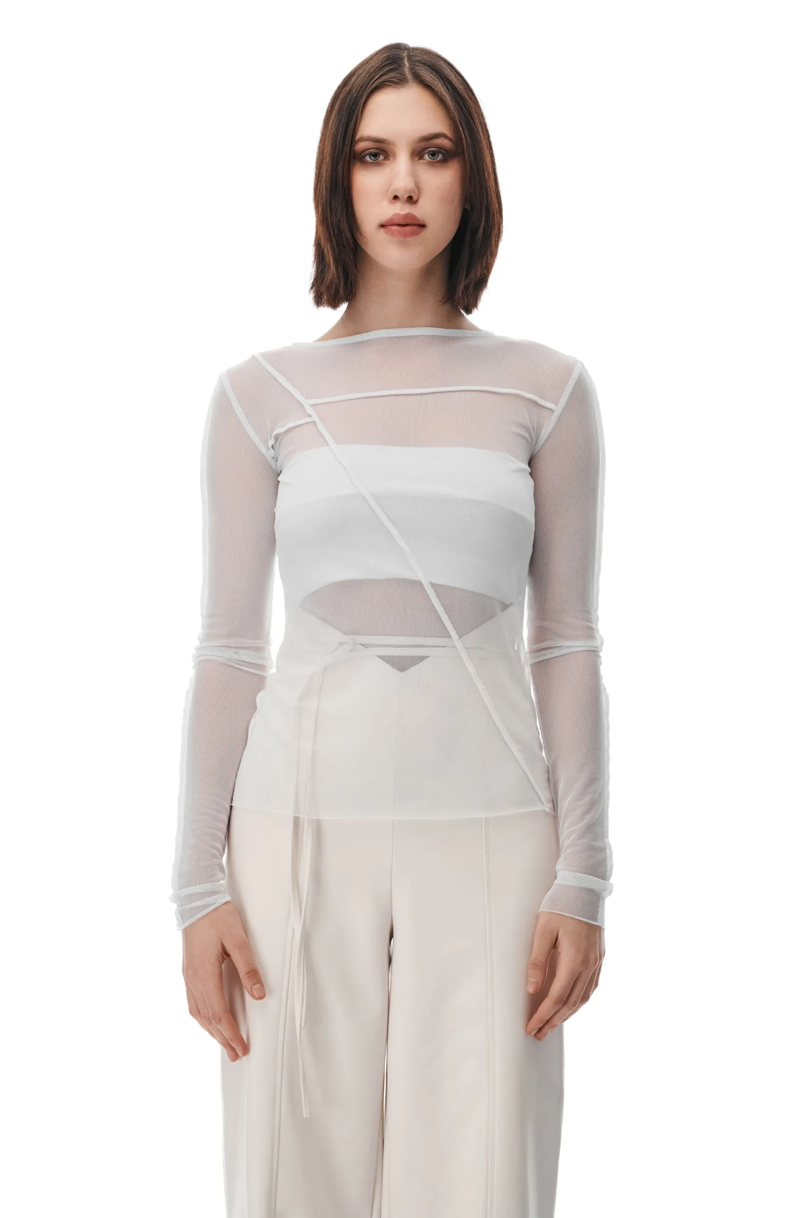White Mesh Top sold by MDNT:45
