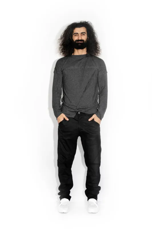 Grey Stitch Accent Long Sleeve T-shirt sold by MDNT:45