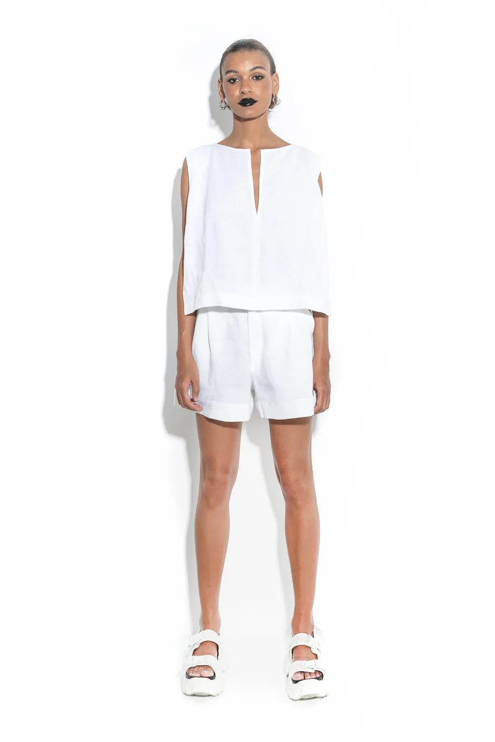 Linen boxy top sold by MDNT:45