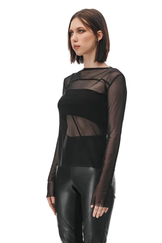 Black Mesh Top sold by MDNT:45