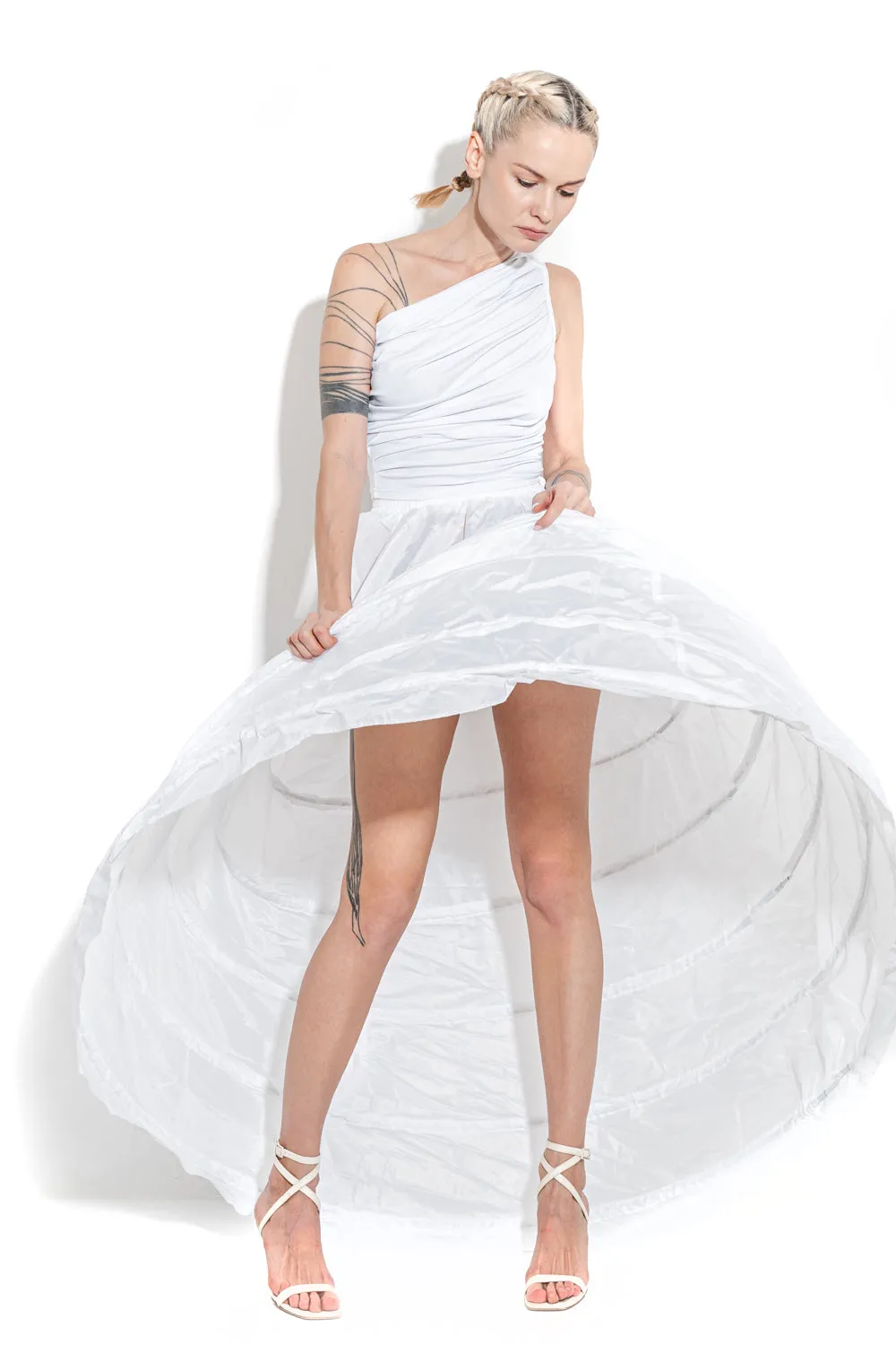 Draped one-shoulder top sold by MDNT:45