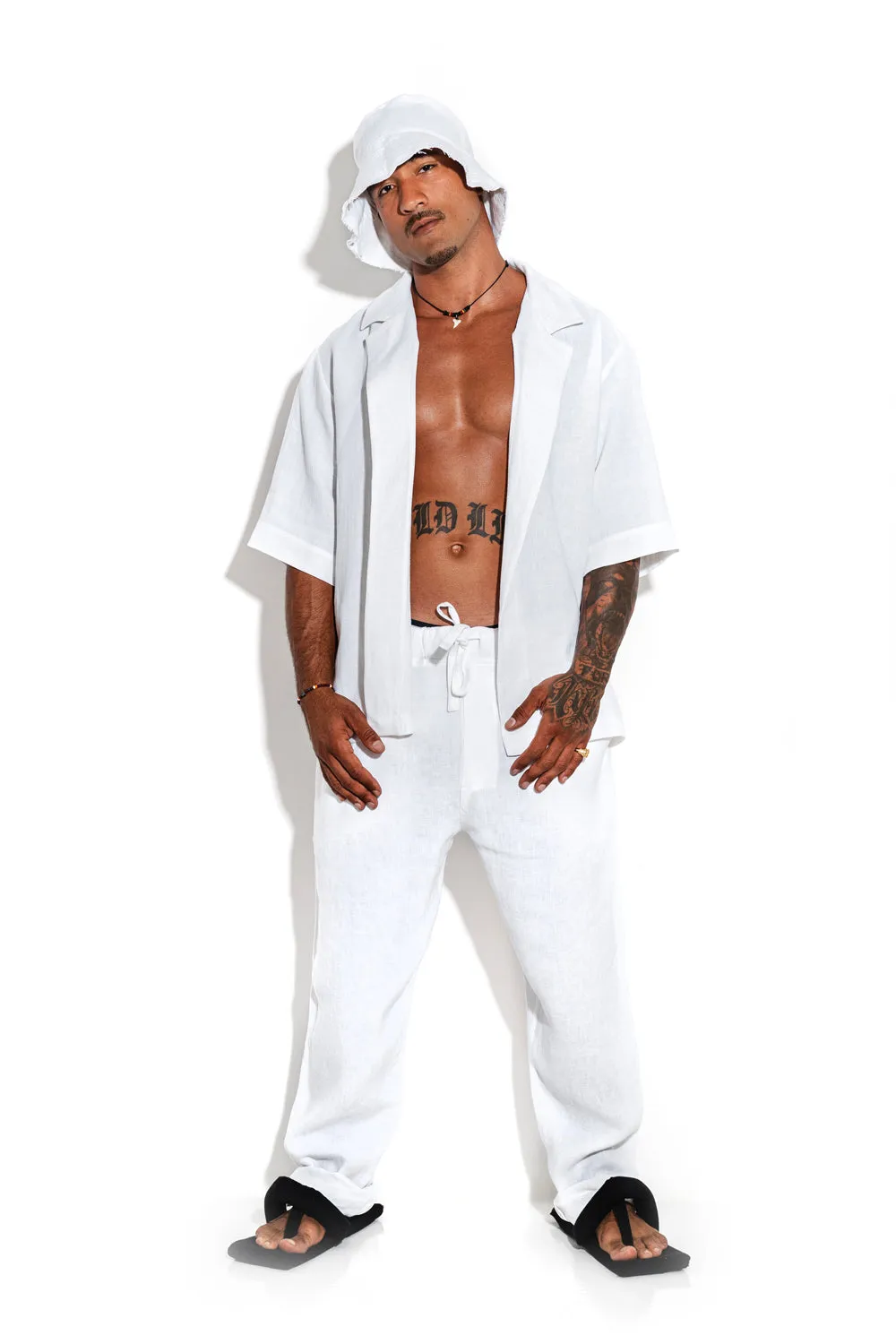 Short-sleeved linen shirt sold by MDNT:45