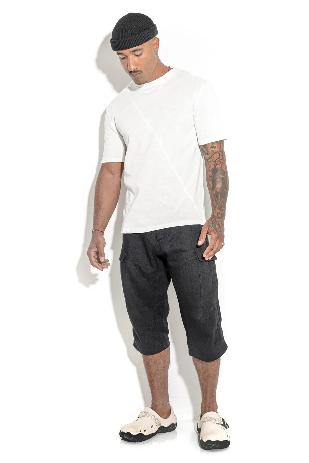 Natural White T-shirt with a geometric seam sold by MDNT:45 product image thumbnail 5